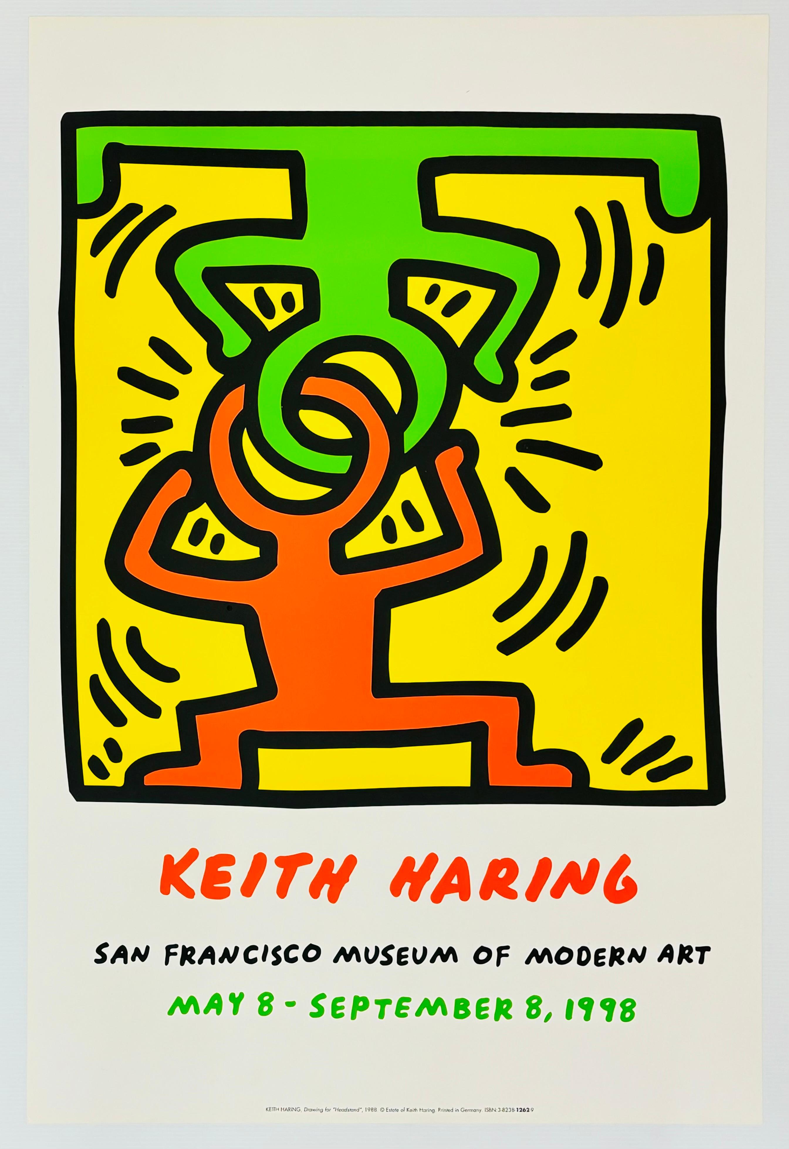 Vintage-Ausstellungsplakat von Keith Haring, Vintage (Keith Haring San Francisco 1998) (Gelb), Figurative Print, von (after) Keith Haring