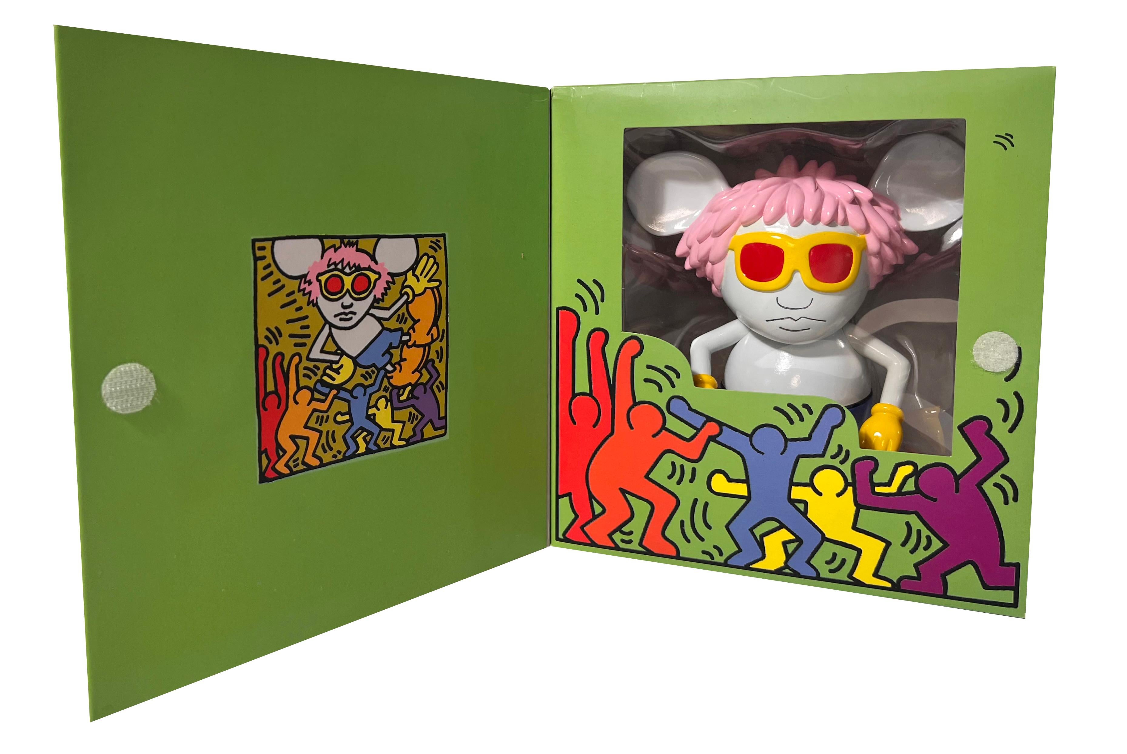 Keith Haring Andy Warhol art toy (Keith Haring Andy mouse) - Sculpture by (after) Keith Haring