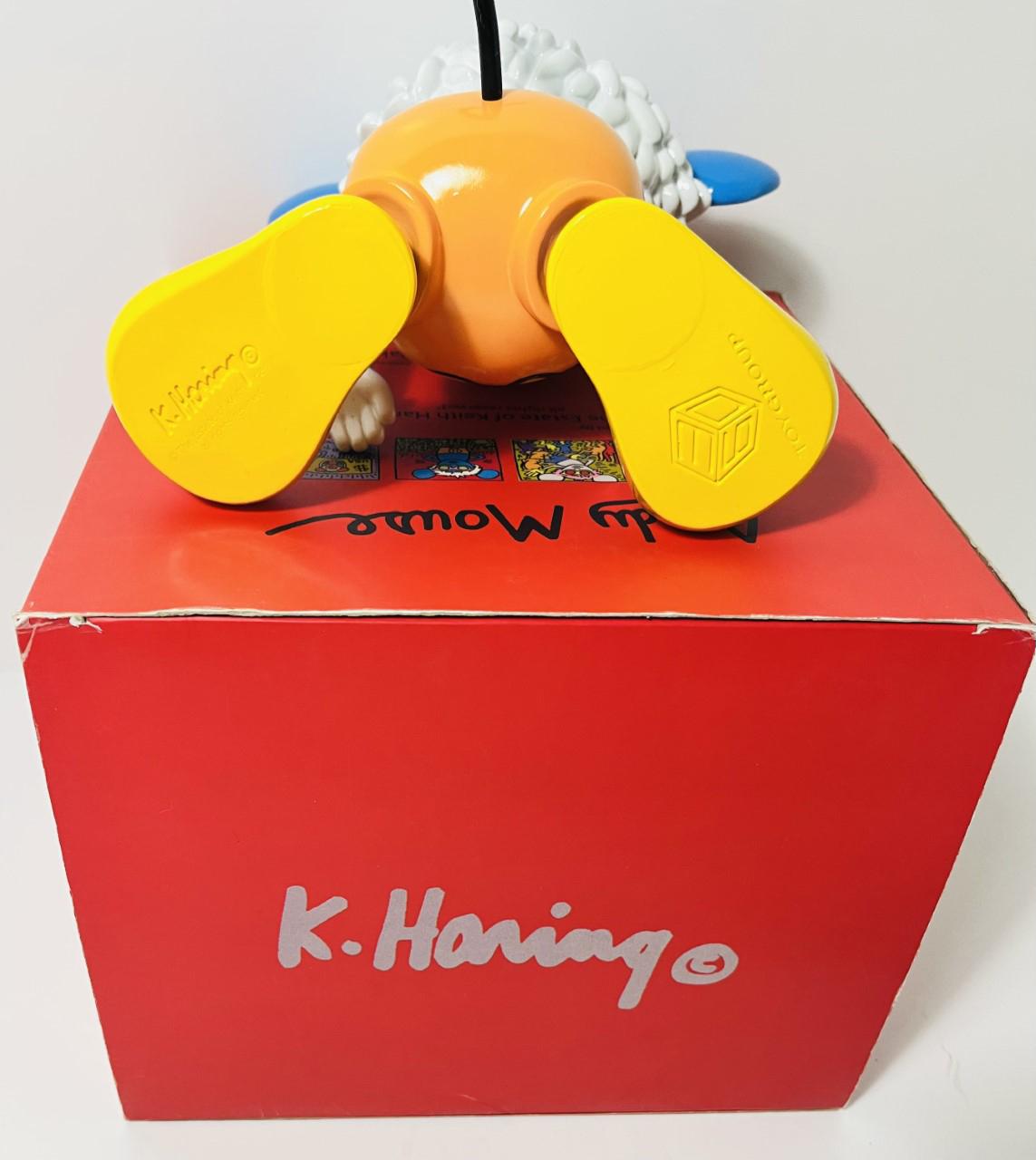 Keith Haring Andy Mouse art toy:
This rare limited edition Keith Haring Andy mouse art toy was published in 2005 & is licensed by the Estate of Keith Haring. The collectible reveals Keith Haring's 'Andy Mouse' artwork from the mid 1980s and is