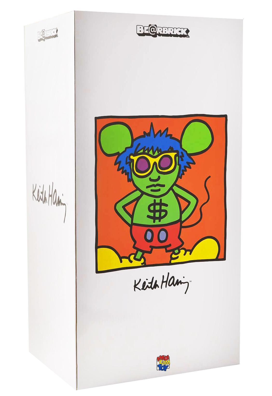 Keith Haring Andy Mouse Bearbrick 400 %.  Haring Warhol BE@RBRICK - Pop Art Sculpture par (after) Keith Haring