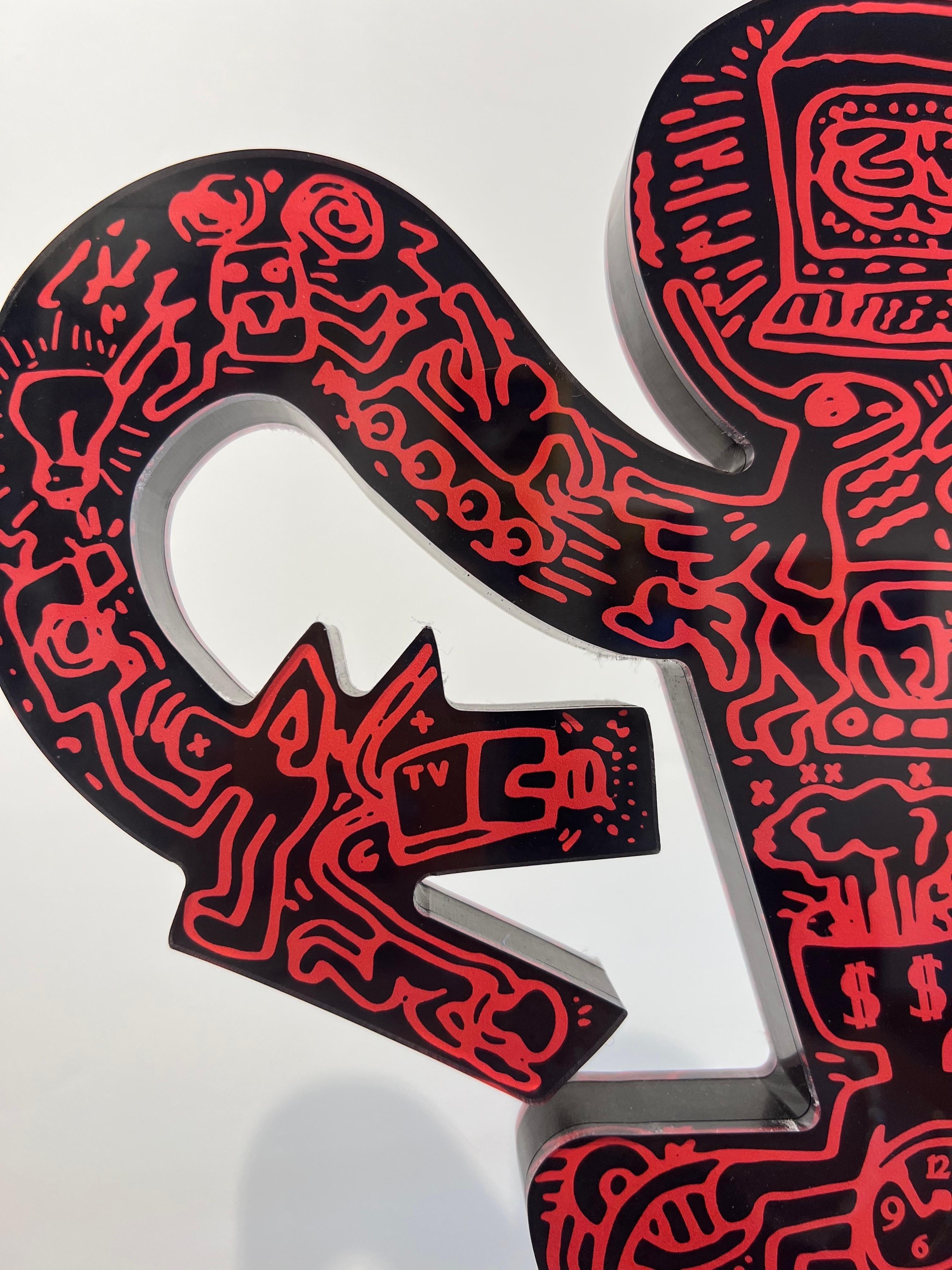 Keith Haring, Man with Snake, sculpture d'un homme avec un serpent, sculpture acrylique. 2