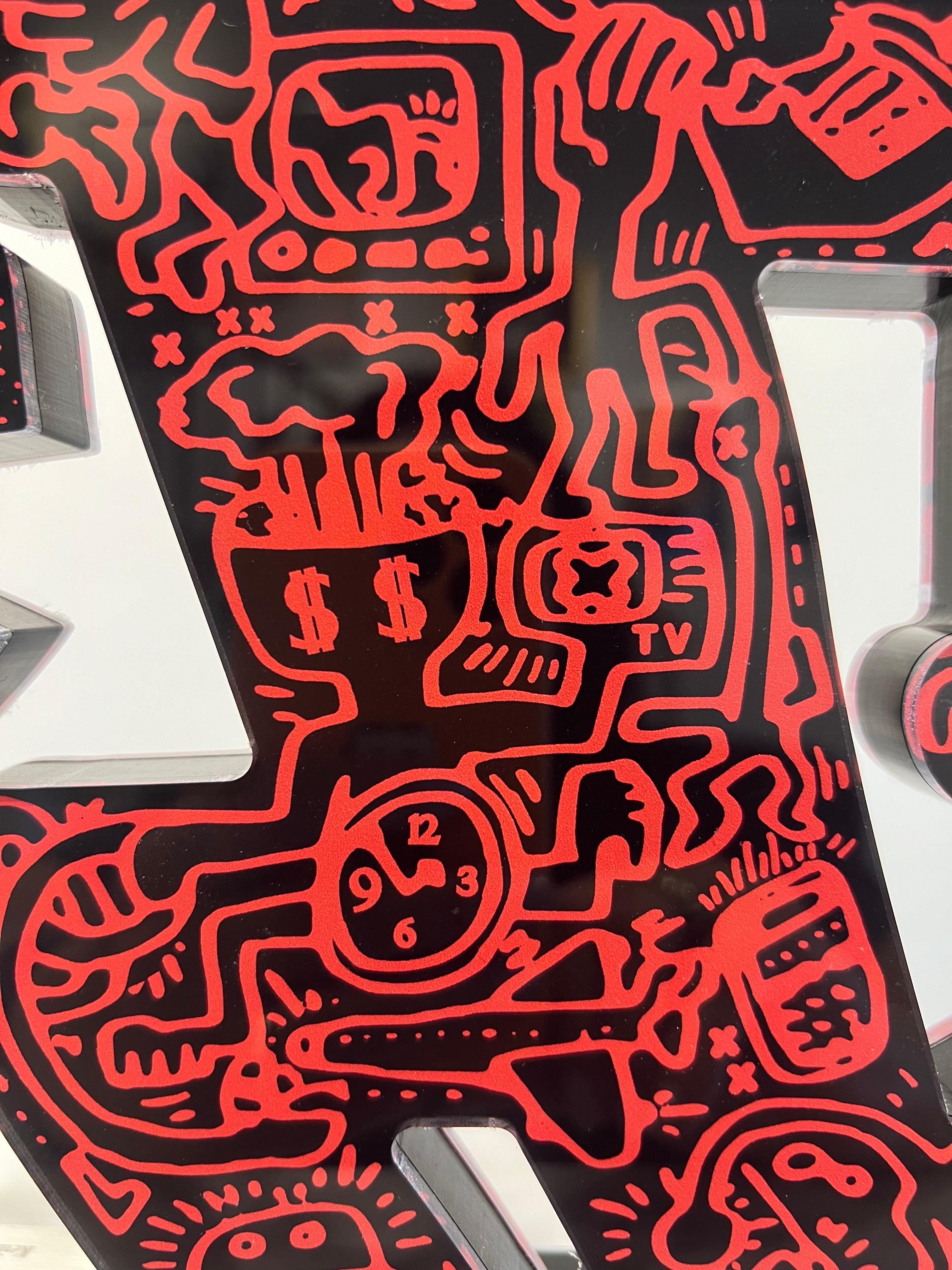 Keith Haring, Man with Snake, sculpture d'un homme avec un serpent, sculpture acrylique. 5