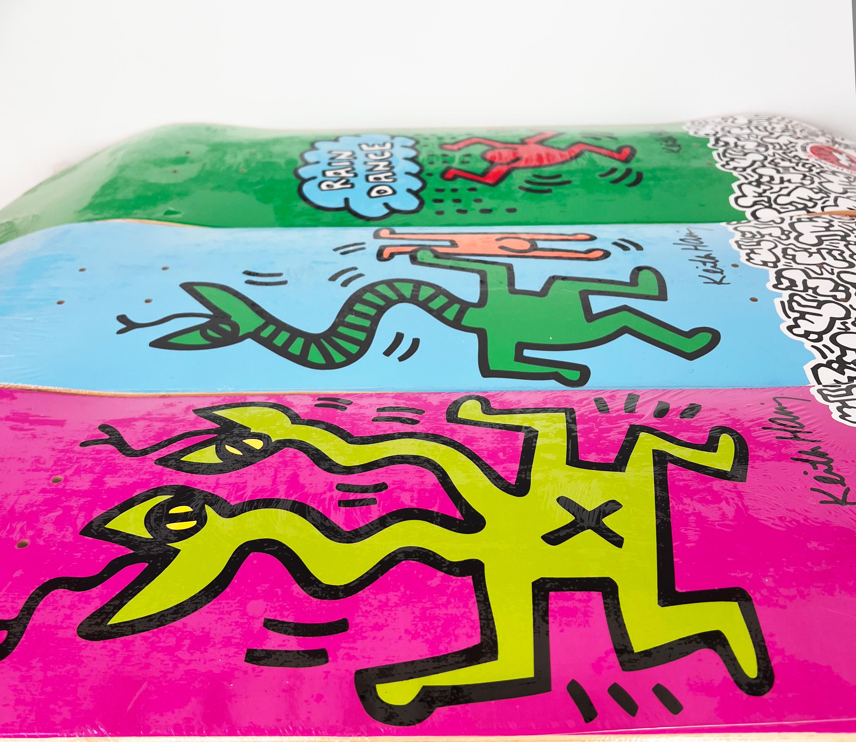 Keith Haring Skateboard Deck set of 3 works (Keith Haring skate decks) - Pop Art Sculpture by (after) Keith Haring