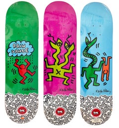 Ensemble de 3 planches de skateboard de Keith Haring (Keith Haring planches de skateboard)