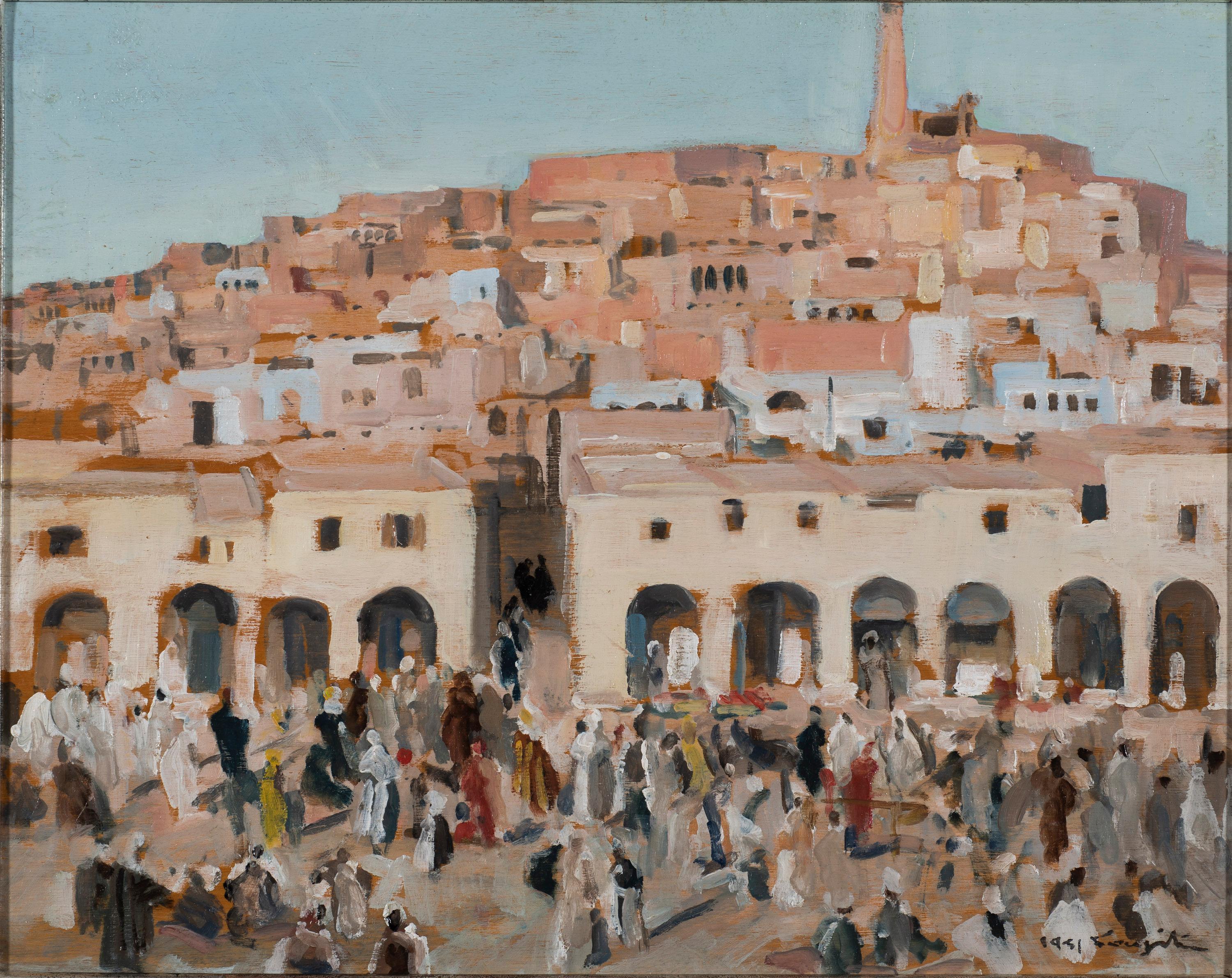 Figurative Painting di (after) Leonard Tsuguharu Foujita - Il mercato a Ghardaia