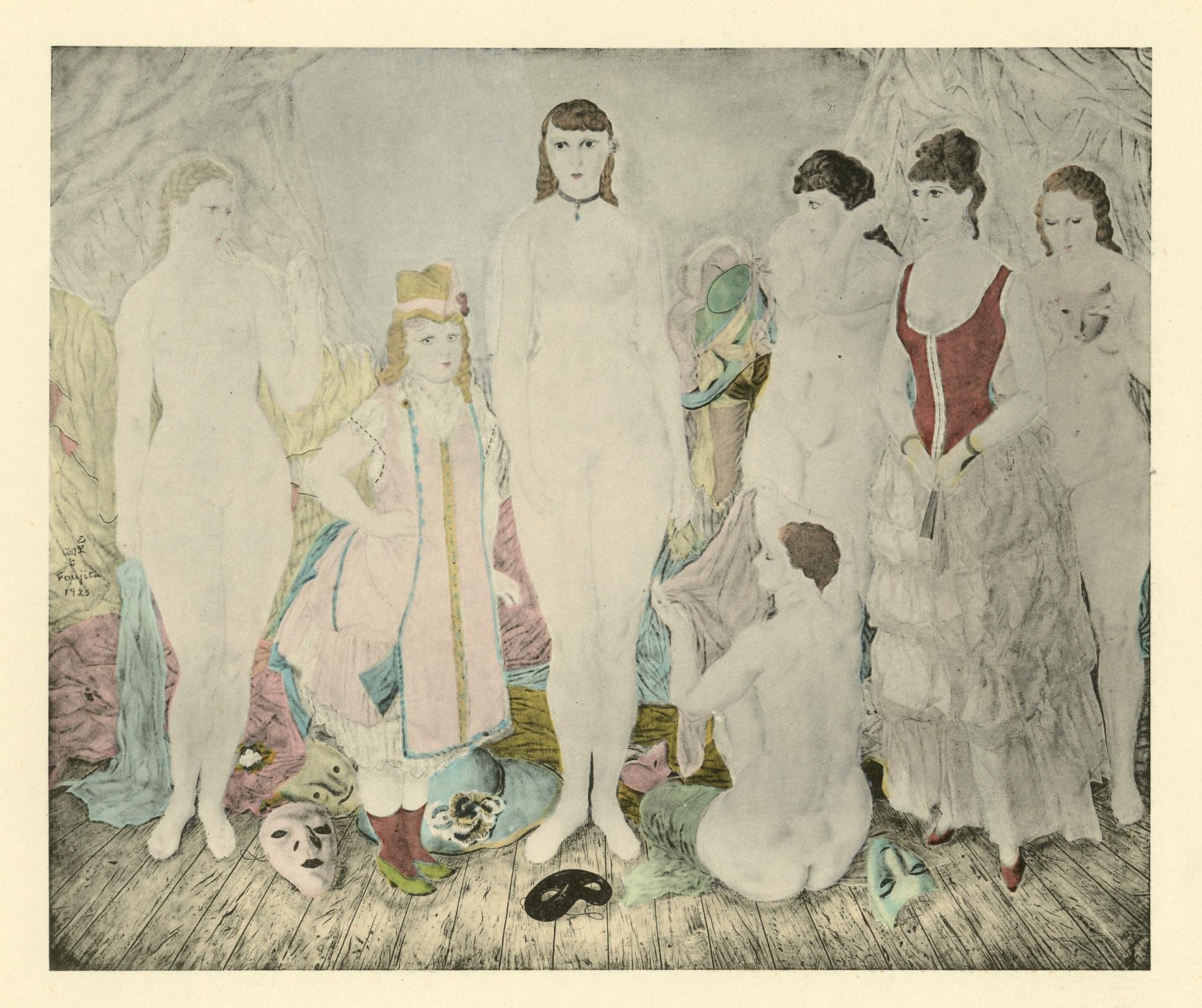 "Pochoir "Avant le bal - Print de (after) Leonard Tsuguharu Foujita