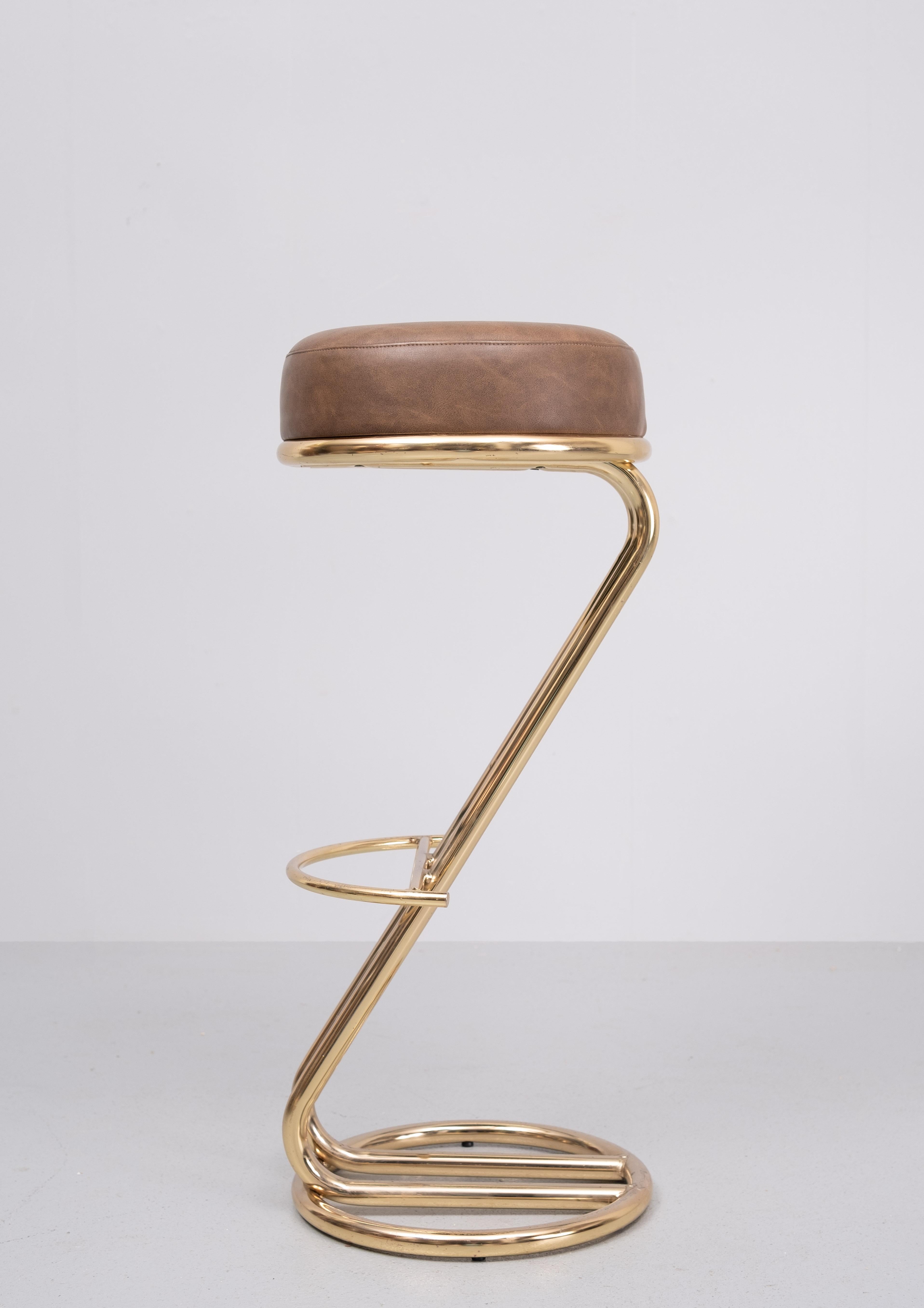Brass After Louis Sognot design bar stool 1980s  France  For Sale