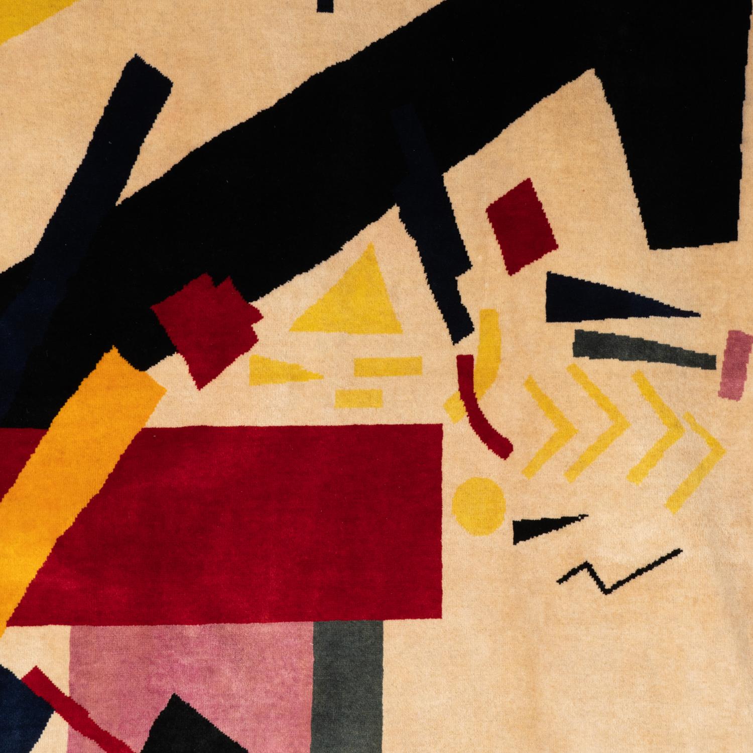 Rug, or tapestry, after a work by Kasimir Malevich entitled “Suprematist Composition 2” and dated 1915. Hand-knotted in Merino wool.

Contemporary craftsmanship.

Numbered 1/8. Surface area: 5 M2. Density: 840,000 knots.

Delivered with a