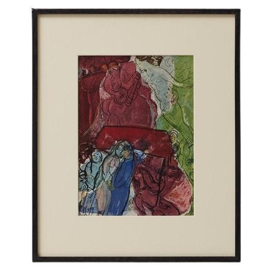 Nach Marc Chagall  Farbe Klischee  Editionen du Chêne  1947  Gerahmt