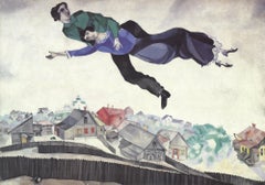 1983 Marc Chagall ''Au-dessus de la ville de Vitebsk'' Modernisme Lithographie Offset
