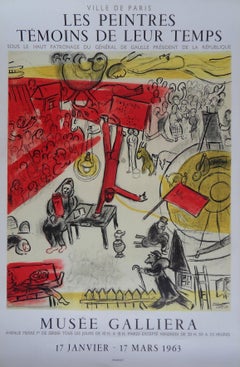 After Marc CHAGALL : Circus, Revolution - Lithograph exhibition poster - Mourlot