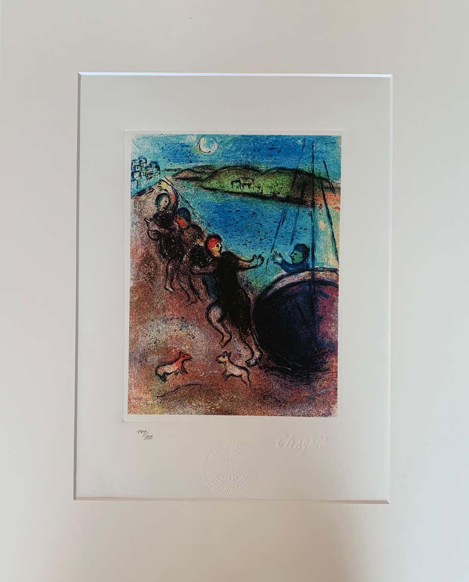 (after) Marc Chagall - Couple over the Town - lithograpic poster ...