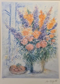 Bouquet with a bowl of cherries