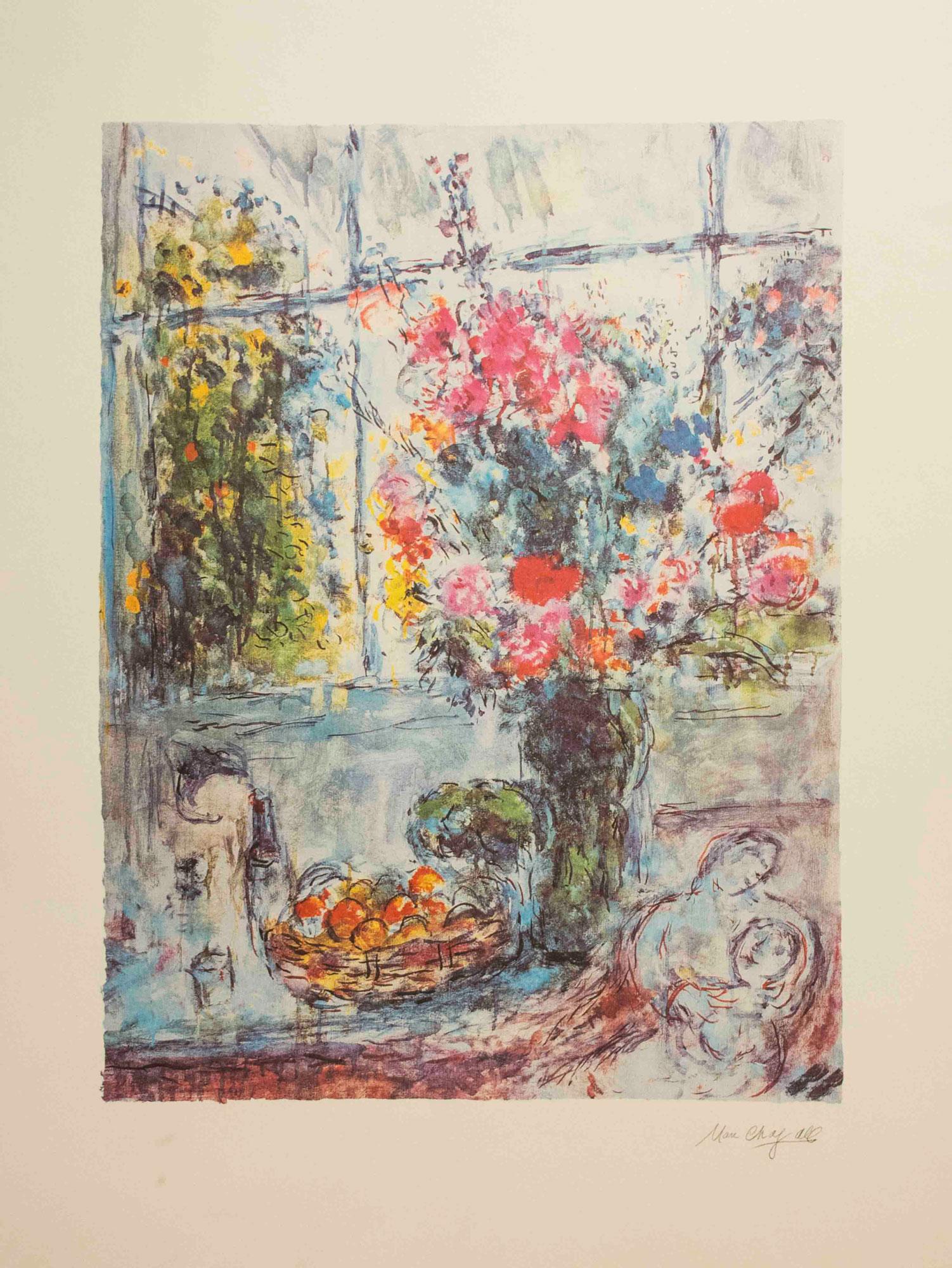 Bouquet with Open Window - Print by (after) Marc Chagall