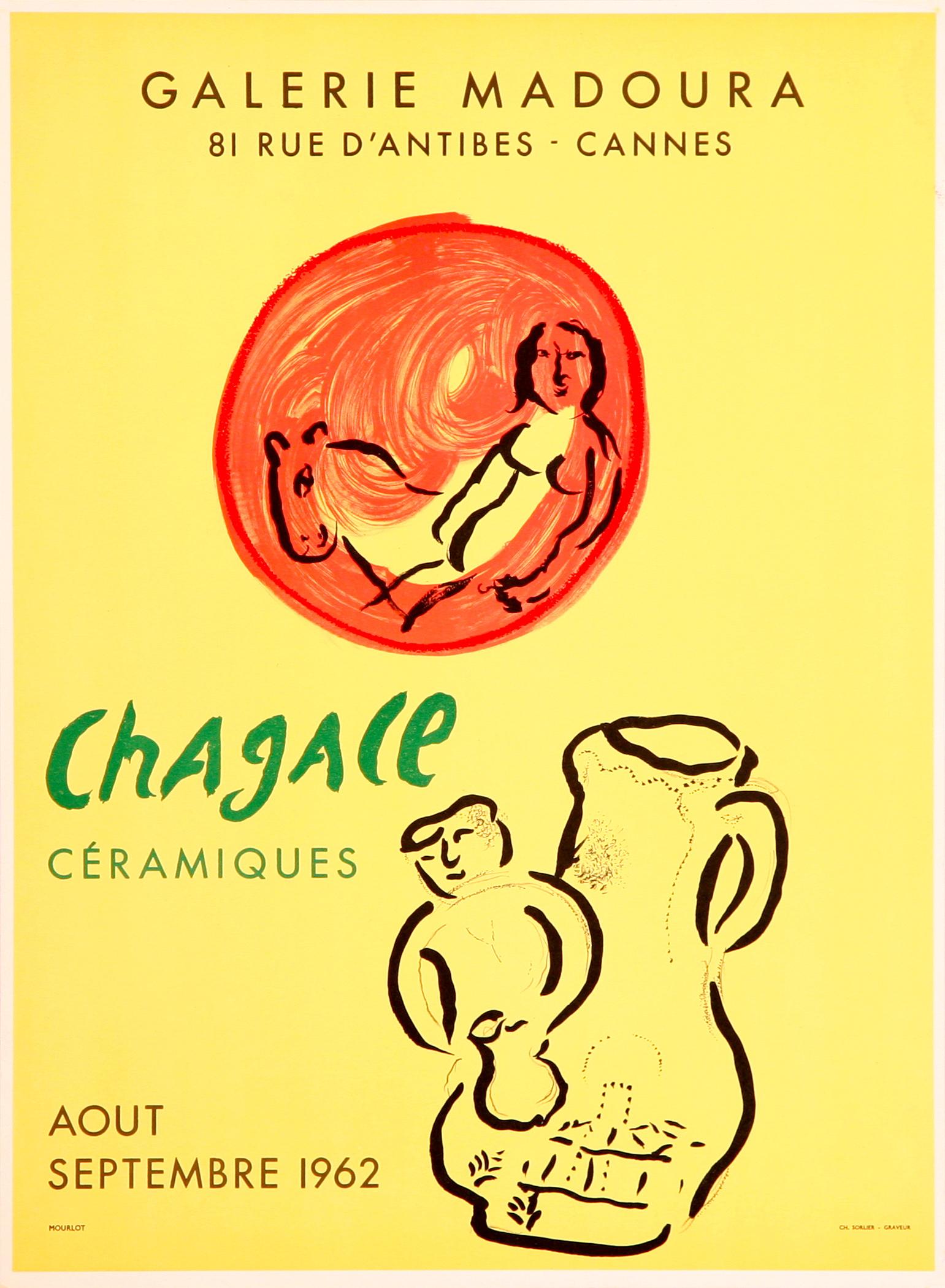 "Si je crée à partir du cœur, presque tout fonctionne ; si je crée à partir de la tête, presque rien."

Cette affiche lithographique a été conçue pour une exposition de céramiques de Marc Chagall créées dans le sud de la France à l'atelier Madoura