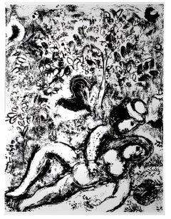 Couple près d'un arbre des lithographies de Chagall I