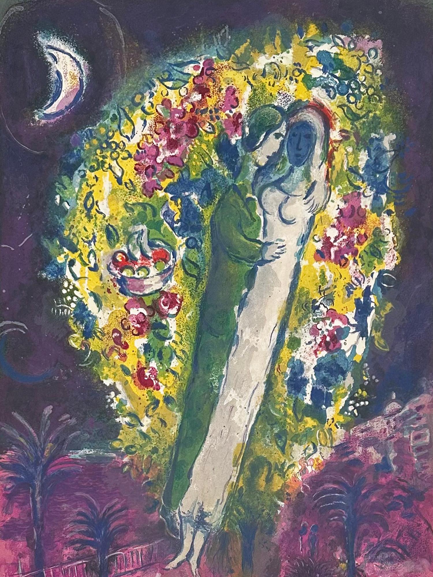 (after) Marc Chagall Abstract Print - Couple in the Mimosas, from Nice and the Cote d'Azur (Unsigned Proof)
