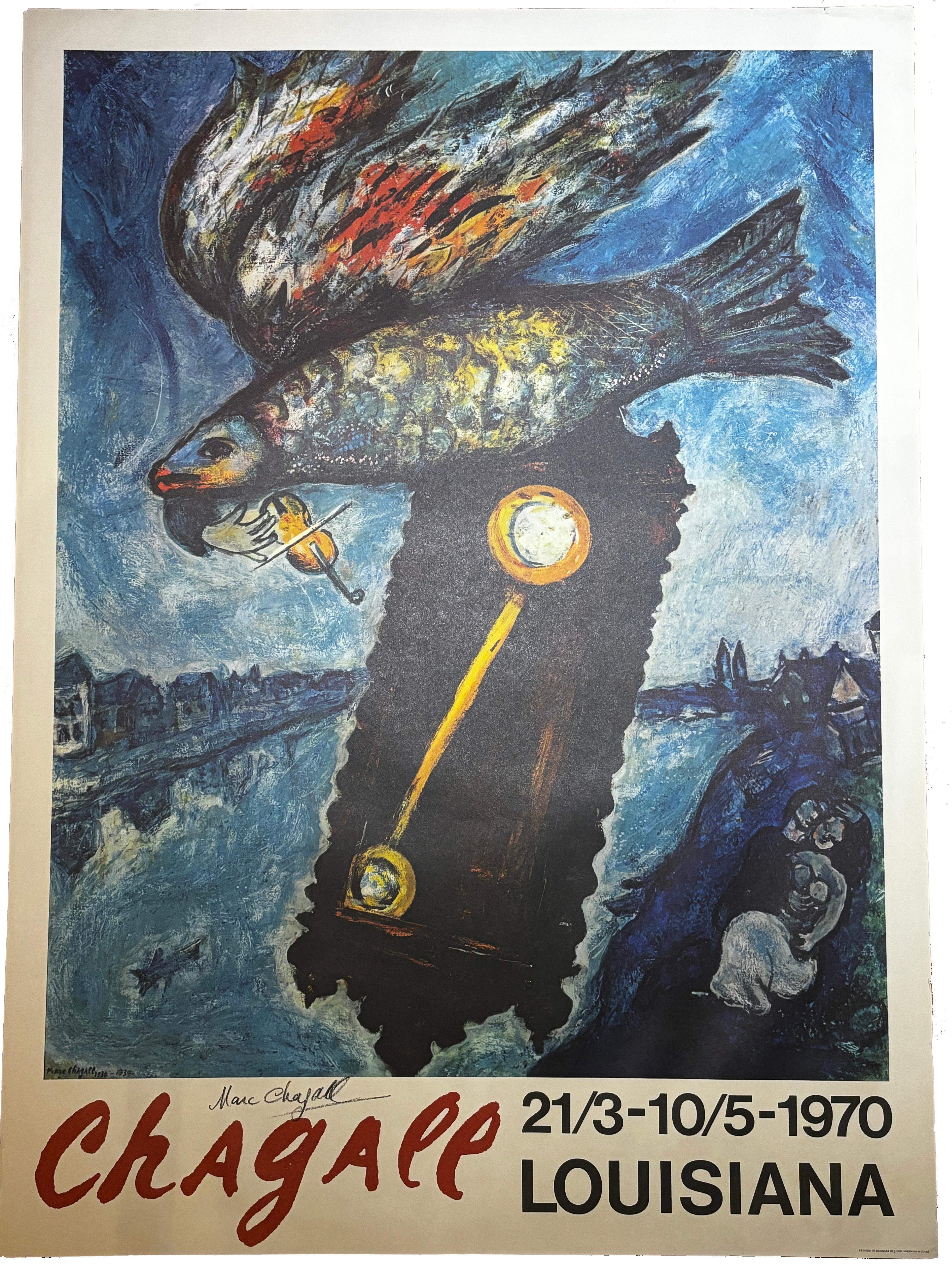 (after) Marc Chagall Figurative Print - Exhibition poster 'Le Temp est un Fleuve sans Rives' Signed