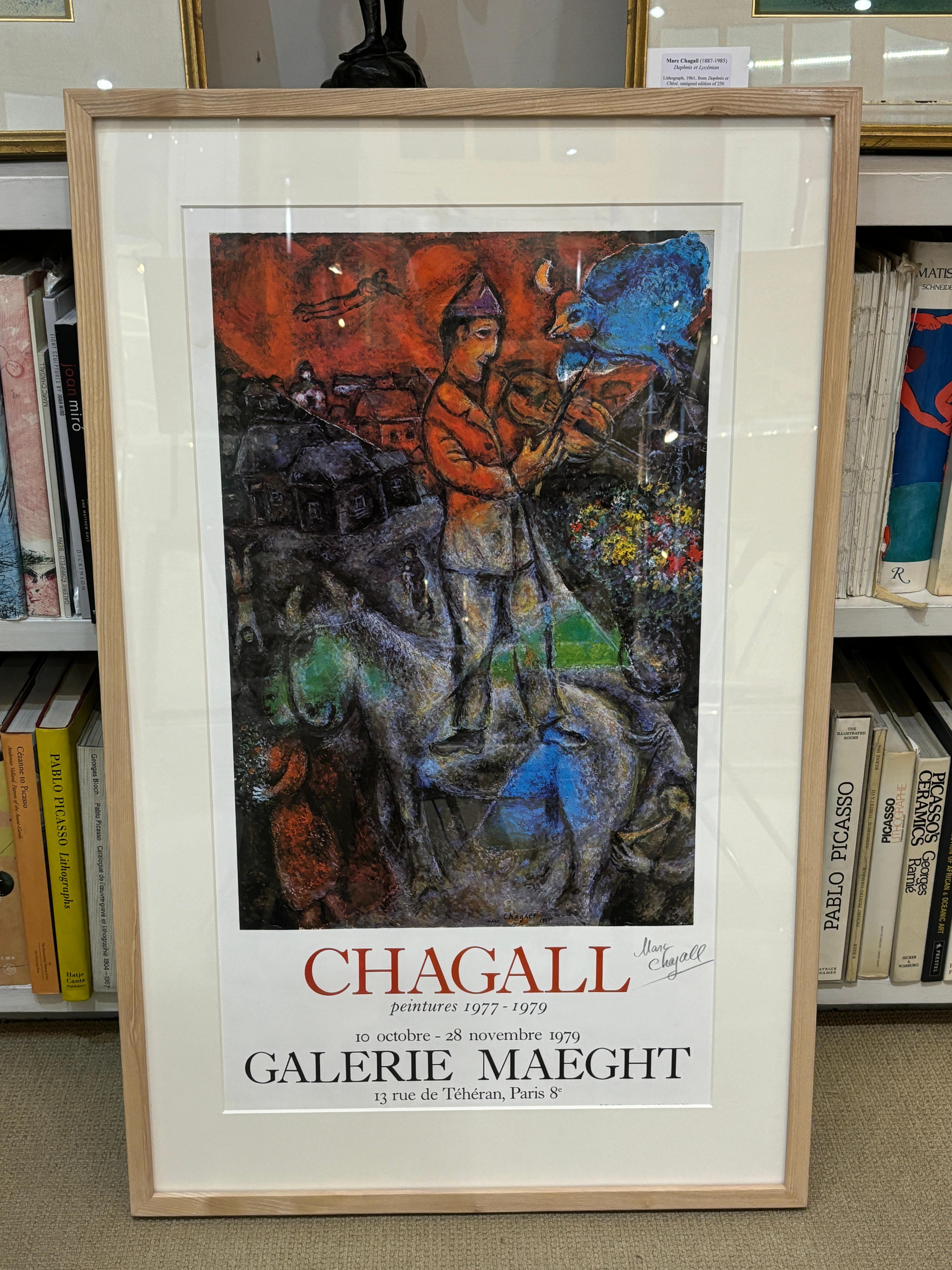 Exhibition poster 'Le Violiniste au dessus de la Ville' Signed - Print by (after) Marc Chagall