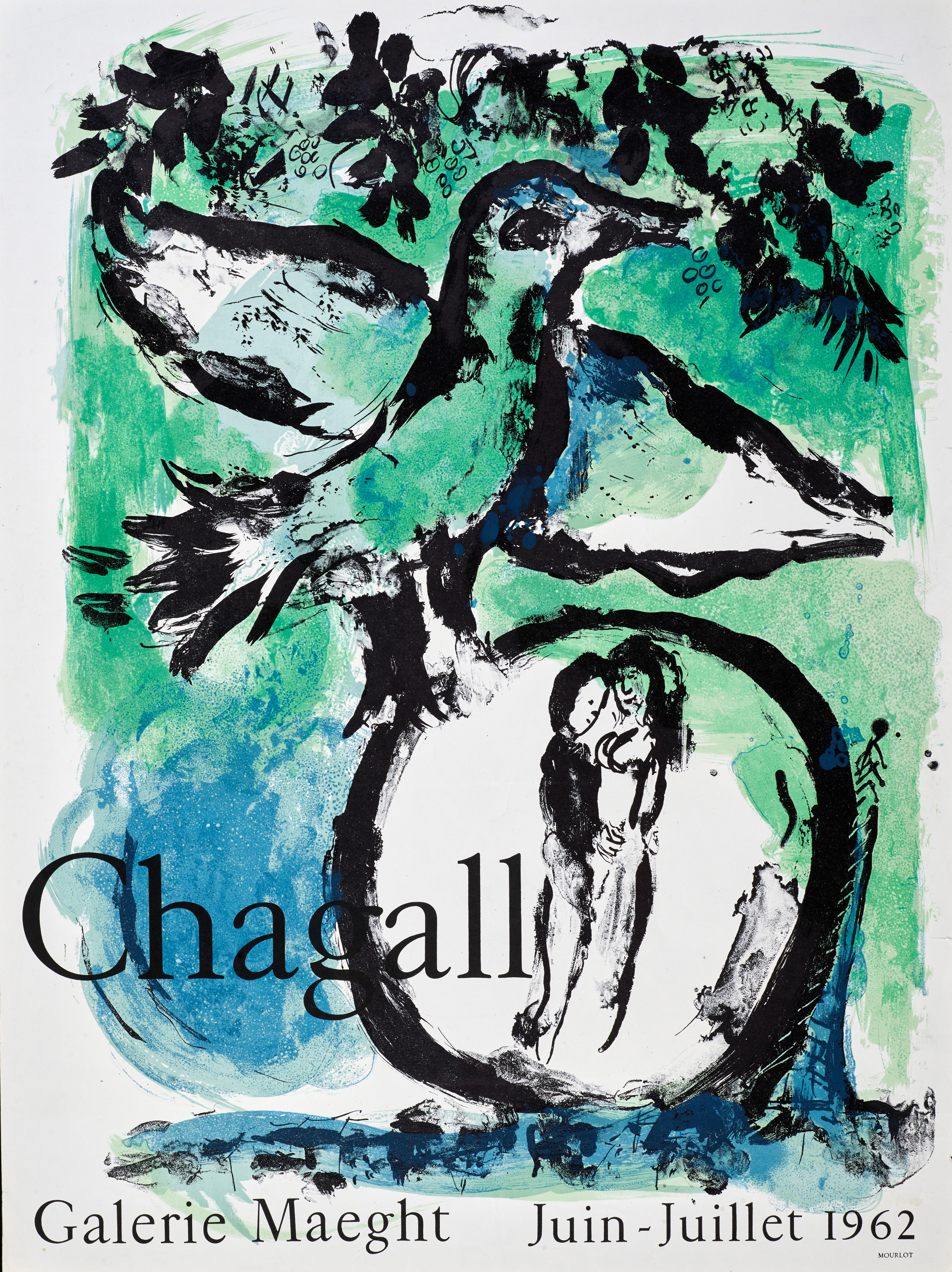 (after) Marc Chagall Figurative Print - Exhibition poster 'L'oiseau vert'