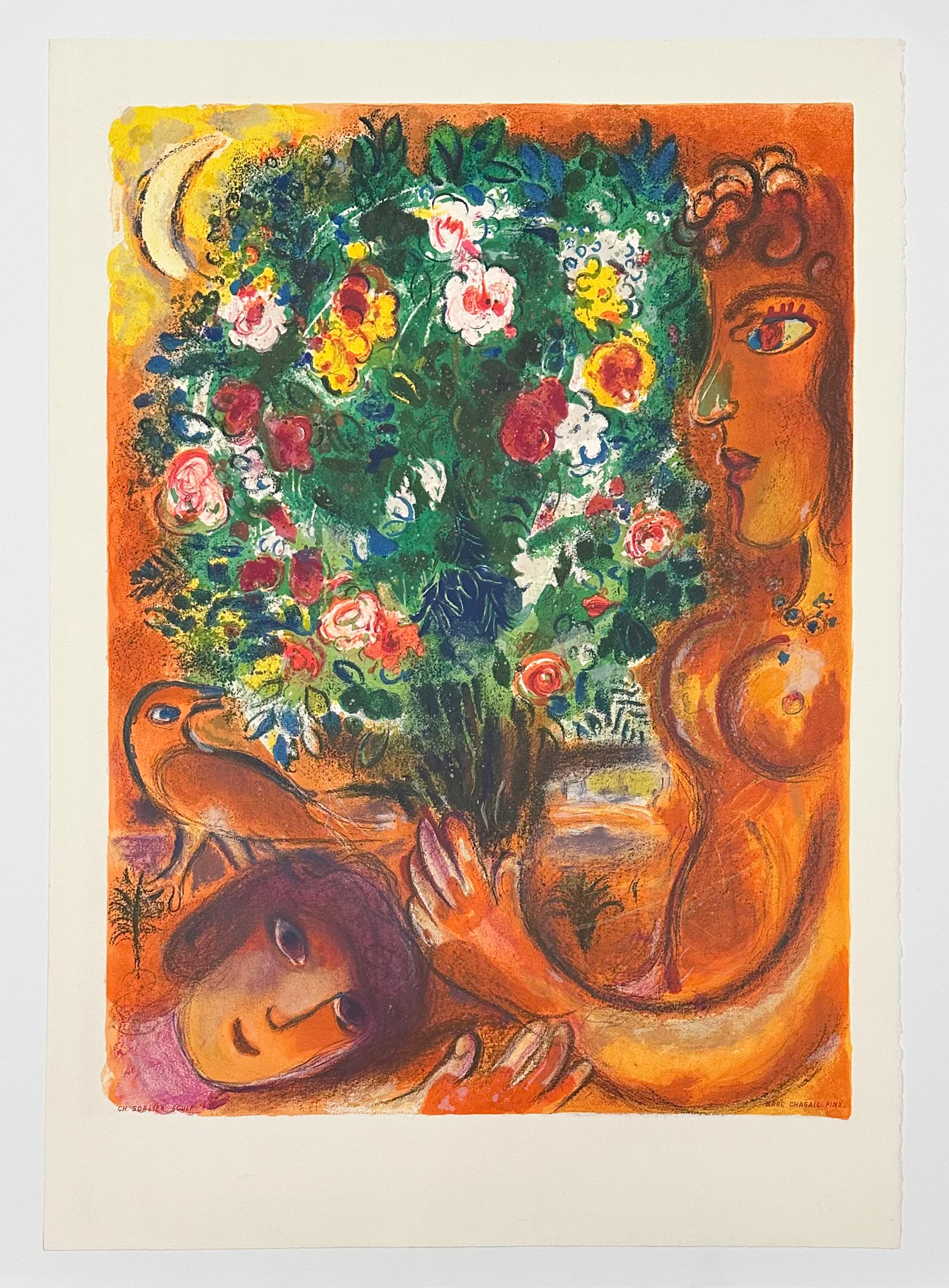 Femme au Bouquet, from Nice and the Cote d'Azur (Unsigned Proof) - Modern Print by (after) Marc Chagall