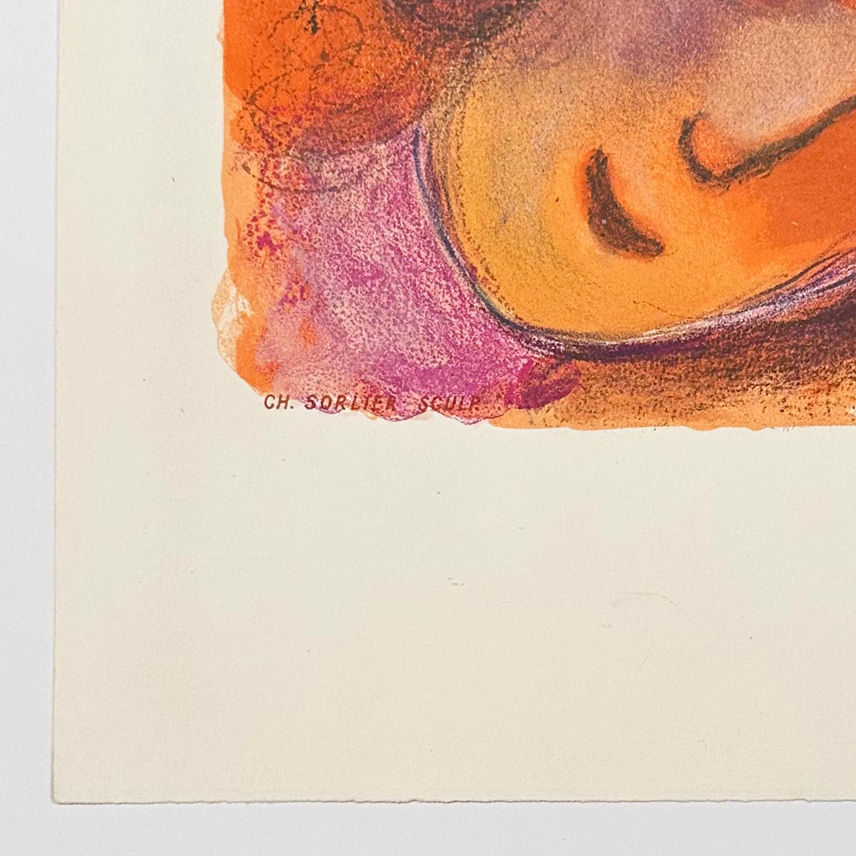 Femme au Bouquet, from Nice and the Cote d'Azur (Unsigned Proof) - Brown Figurative Print by (after) Marc Chagall