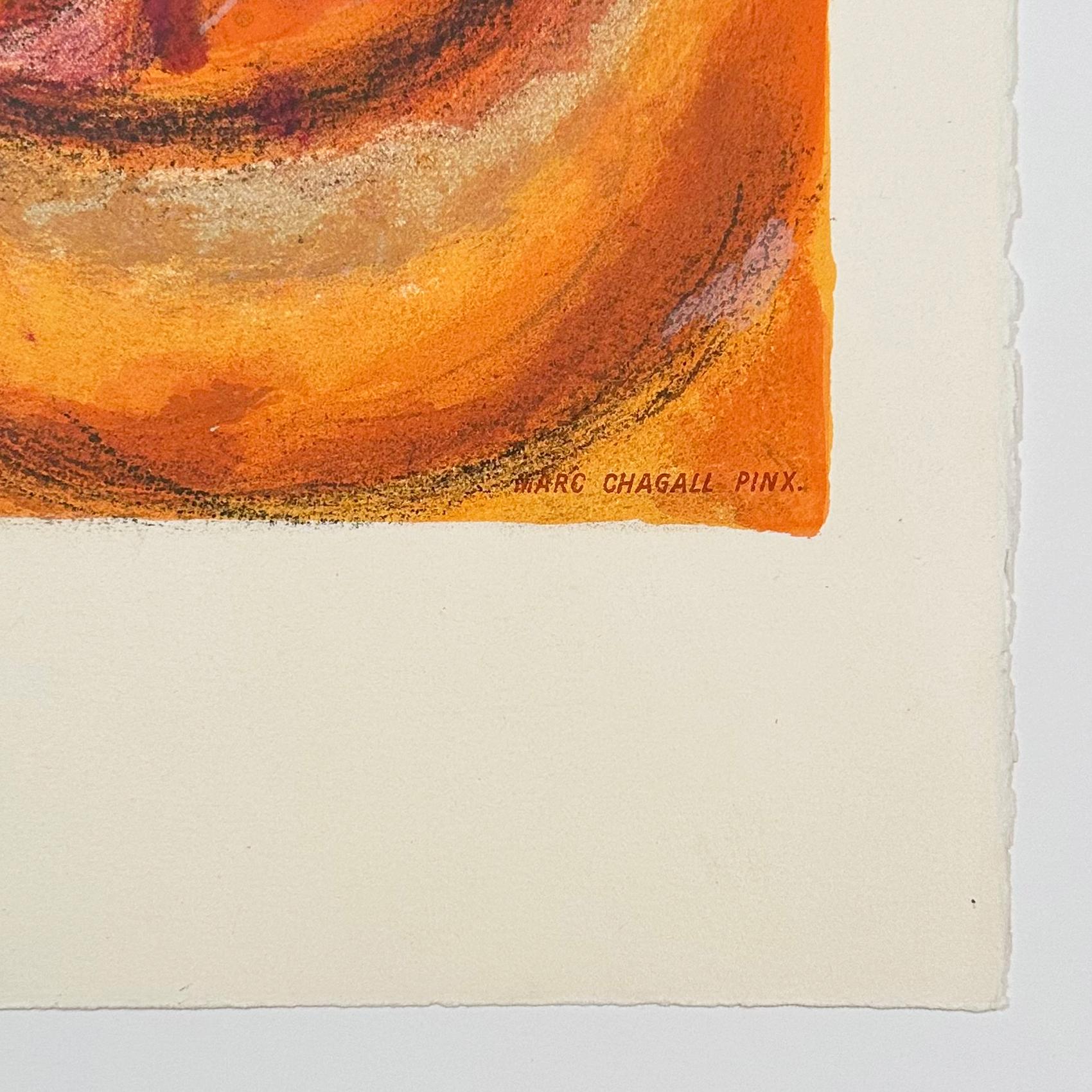 Artist: Marc Chagall (after)
Title: Femme au Bouquet
Portfolio: Nice and the Cote d'Azur
Medium: Lithograph
Date: 1967
Edition: Unsigned and unnumbered proof (aside from the edition of 150)
Sheet Size: 29