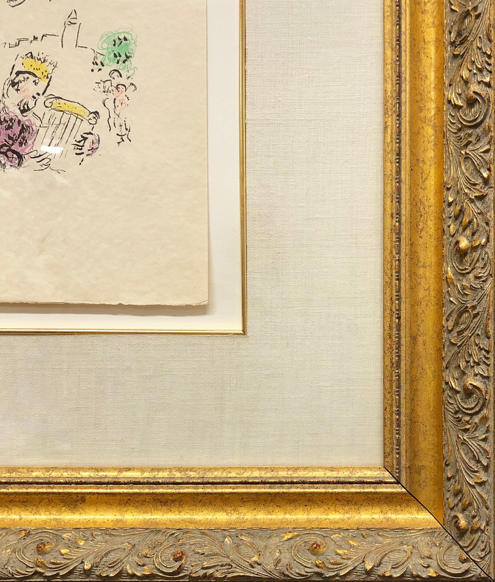 Marc Chagall King David (Pink Bible) Stone Lithograph - Beige Figurative Print by (after) Marc Chagall