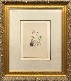 Steinlithographie von Marc Chagall, König David (Rosa Bible)