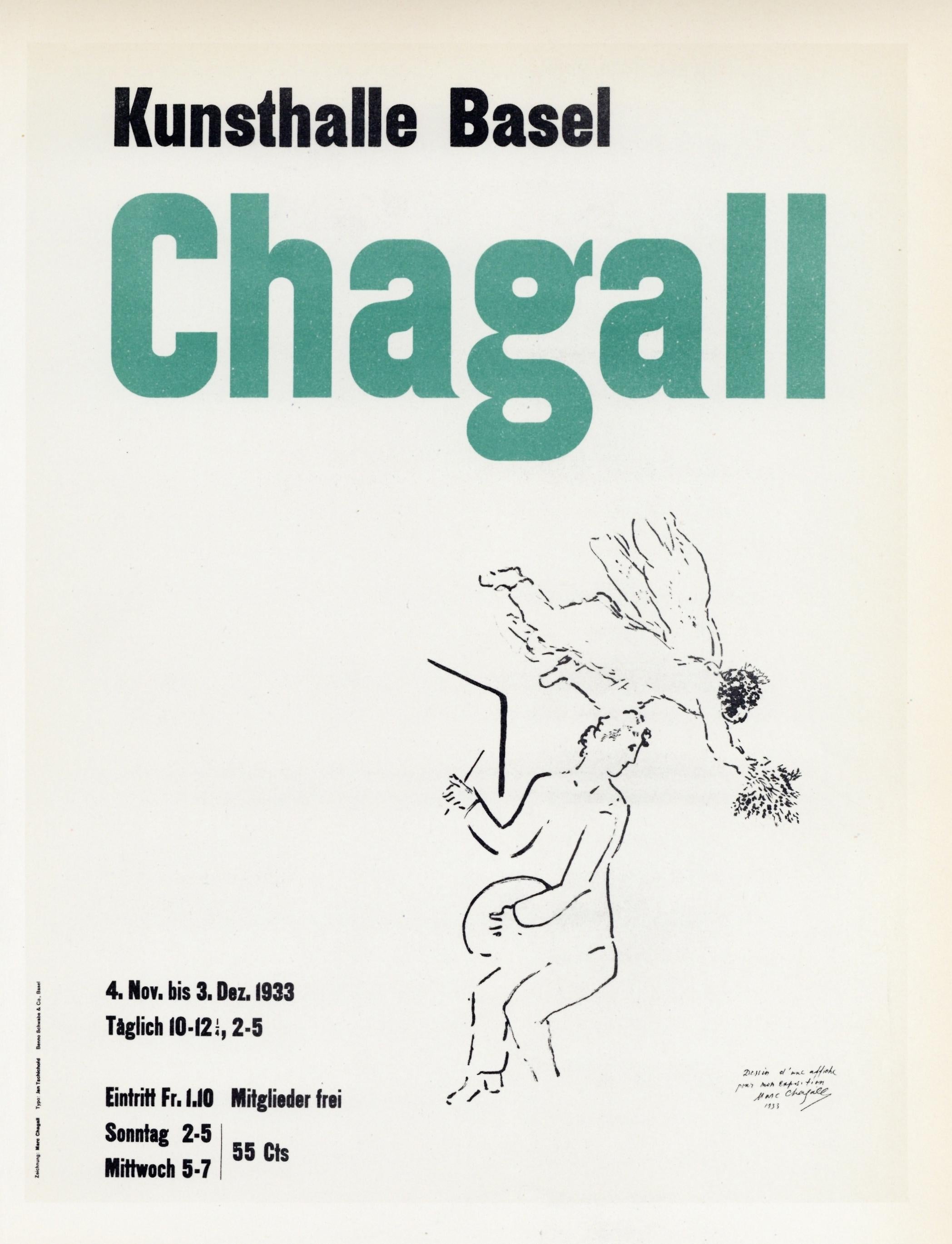 "Kunsthalle Basel" lithograph poster - Print by (after) Marc Chagall