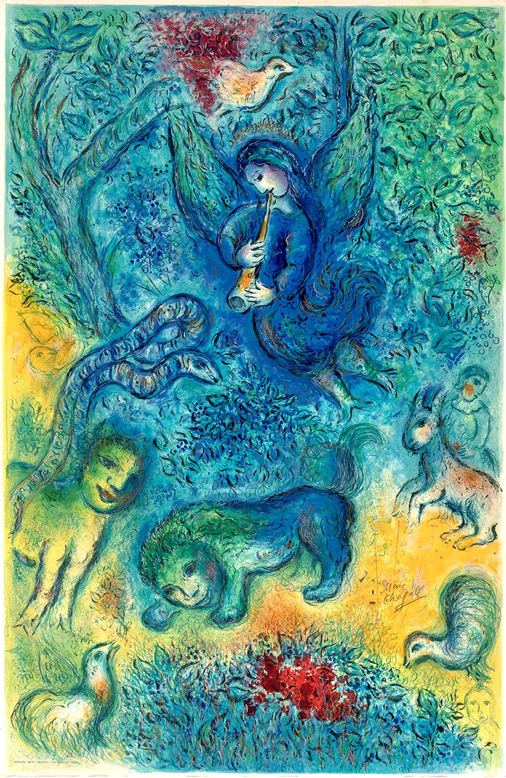(after) Marc Chagall Figurative Print - La flûte enchantée (The Magic Flute)