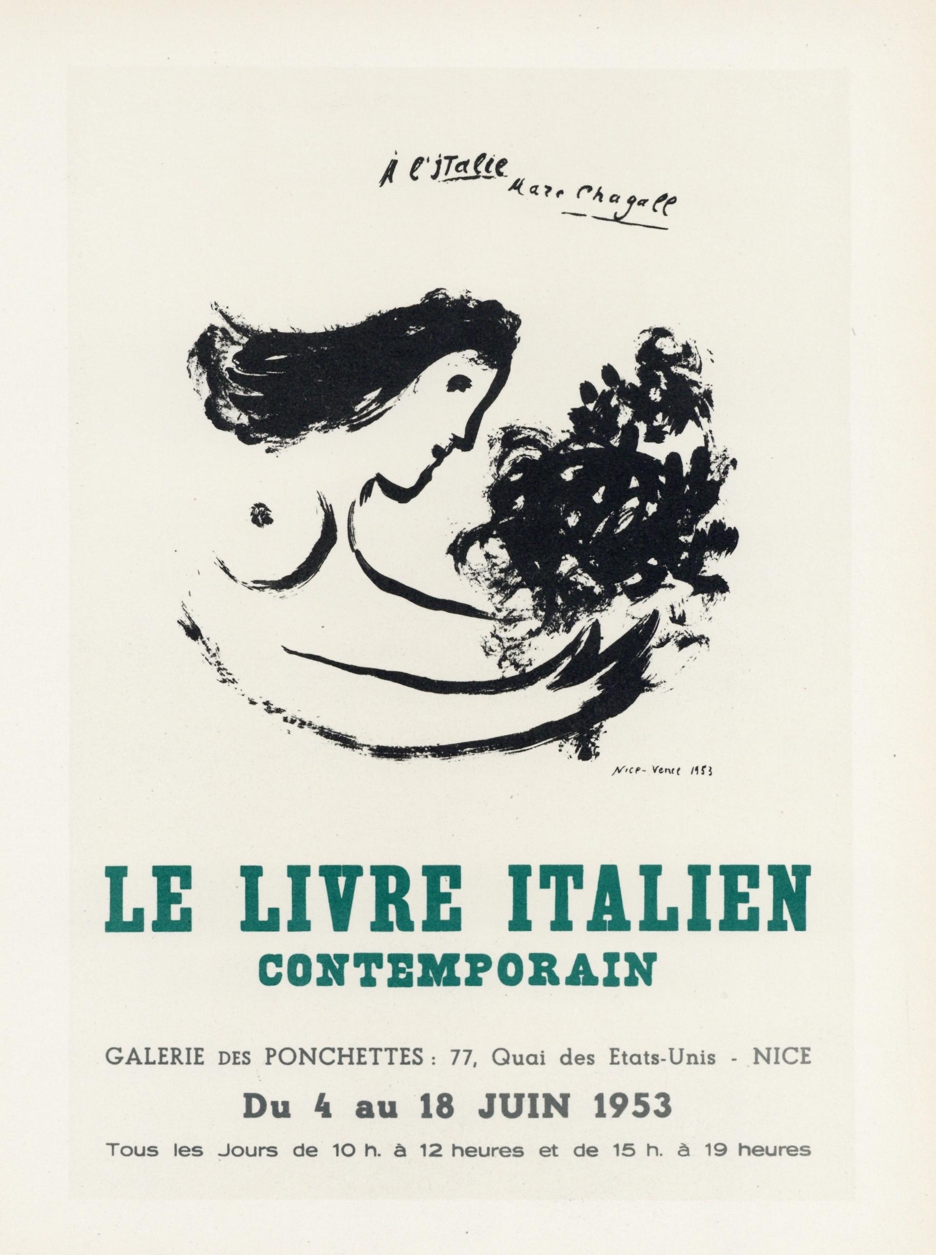 "Le Livre Italien" lithograph poster - Print by (after) Marc Chagall