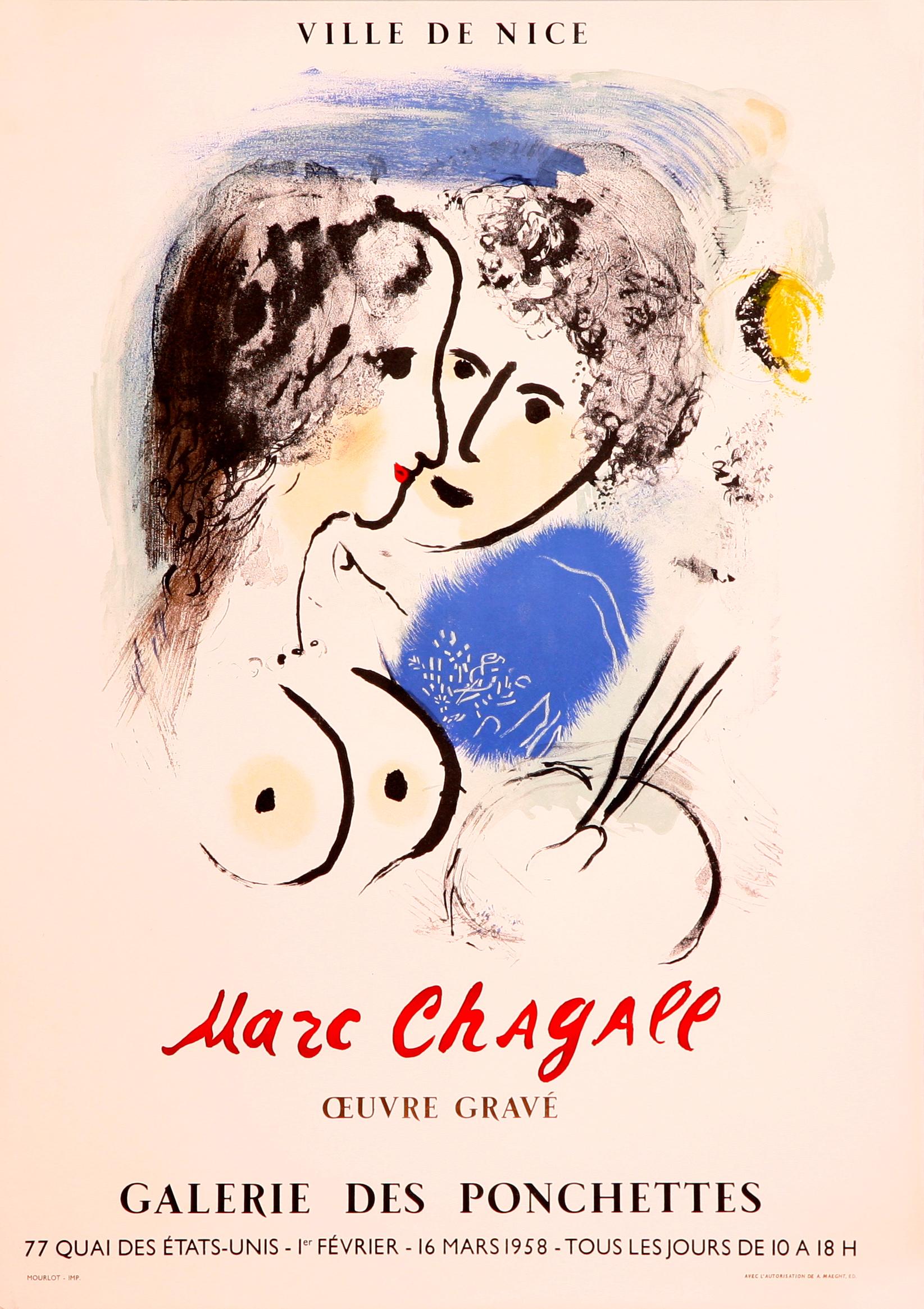 Le Peintre a la Palette-Galerie des Pochettes-Ville de Nice, Lithographic Poster - Print by Marc Chagall