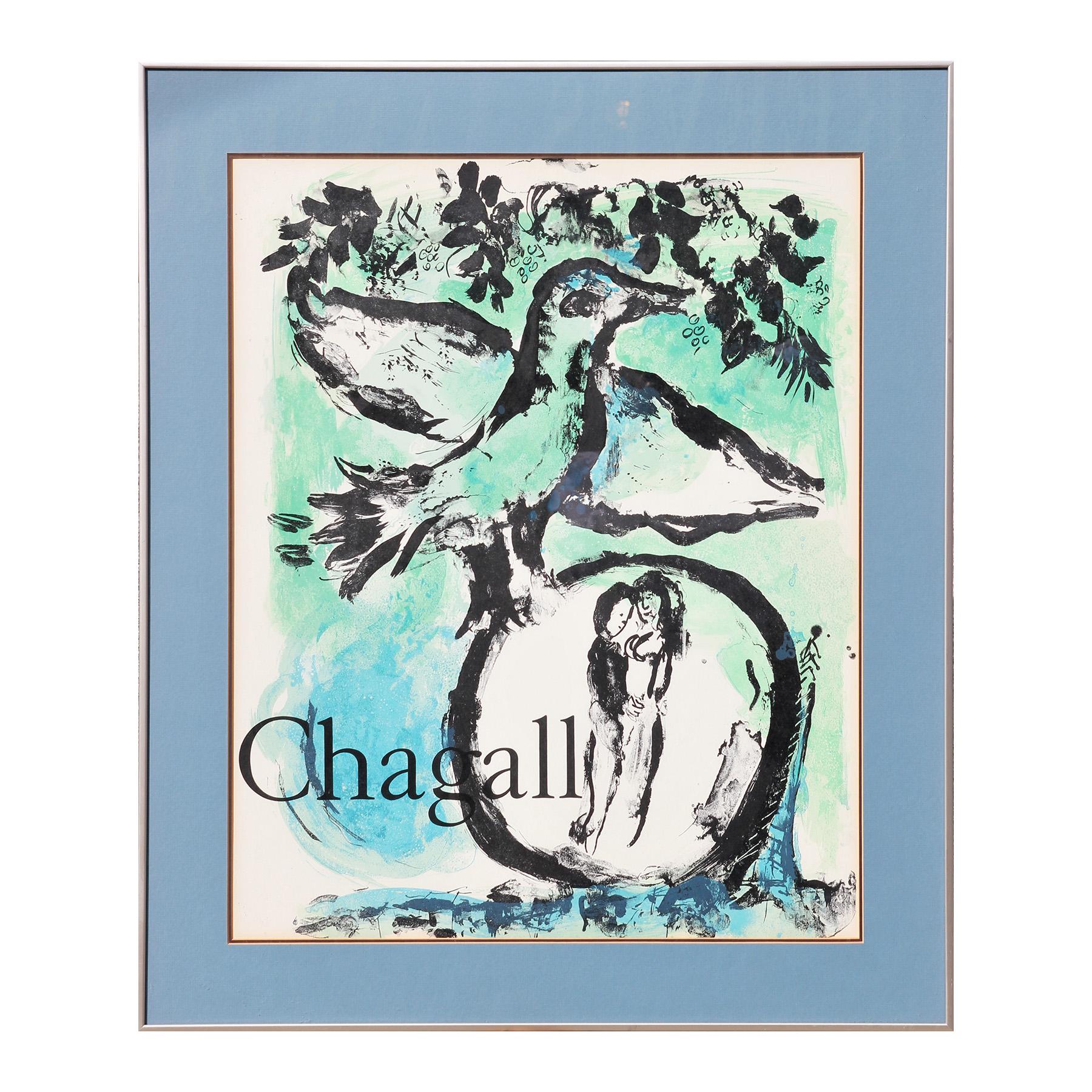 „LOiseau Vert (Der grüne Vogel)“ Ausstellungsplakat des Expressionisten Marc Chagall – Print von (after) Marc Chagall