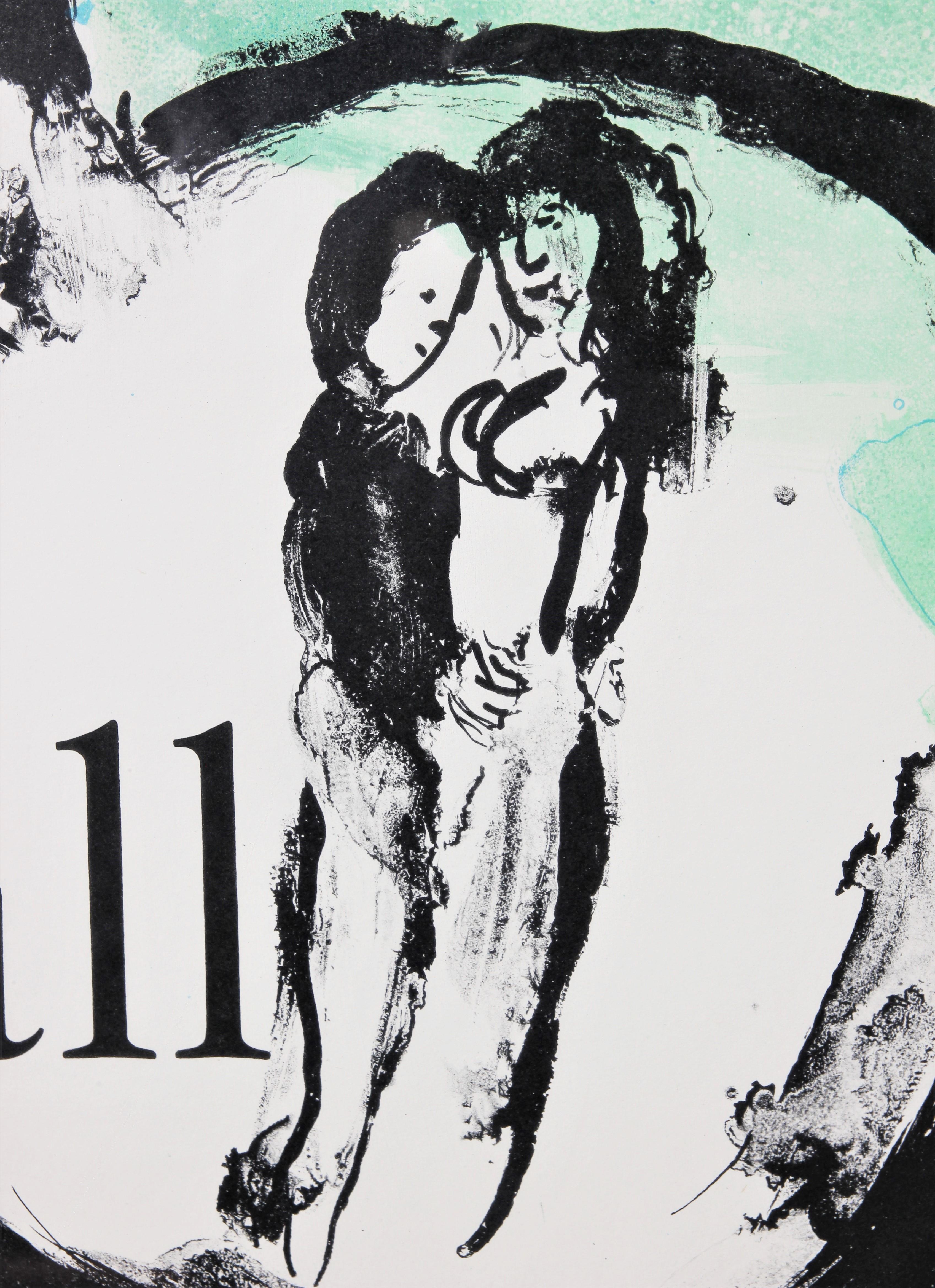 Ein lithografiertes Plakat auf Papier von 1962 nach einem Werk des berühmten russisch-französischen Expressionisten Marc Chagall mit dem Titel 