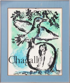 Vintage "L’Oiseau Vert (The Green Bird)" Expressionist Marc Chagall Exhibition Poster