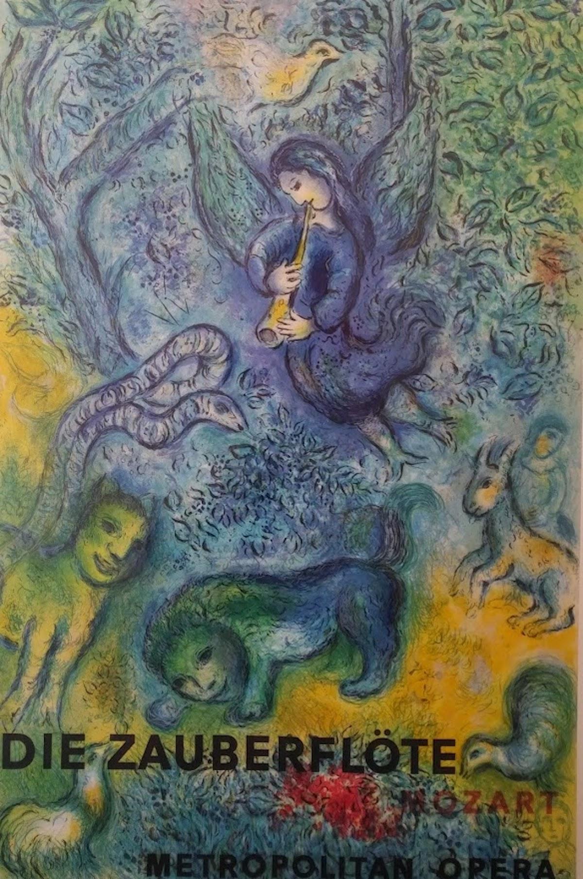 Marc Chagall Die Zauberflote, Original Lithograph Poster by Mourlot France, 1966