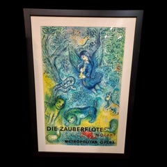 Retro Marc Chagall Die Zauberflote, Original Lithograph Poster by Mourlot France, 1966