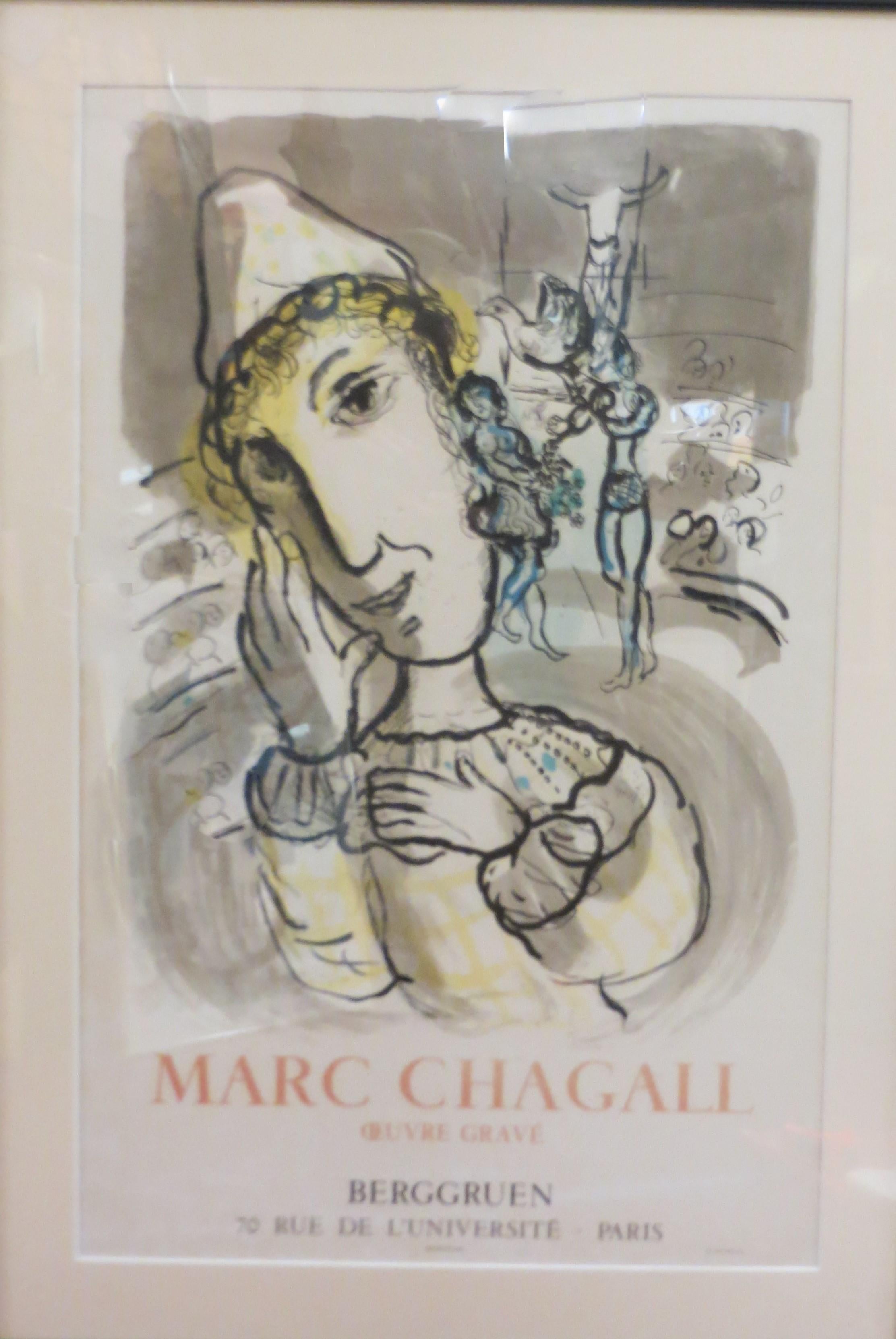 Marc Chagall - Le Cirque au Clown Jaune Affiche lithographique originale  - Print de (after) Marc Chagall