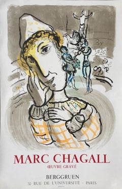 Marc Chagall – Le Cirque au Clown Jaune Original Lithograph Poster 