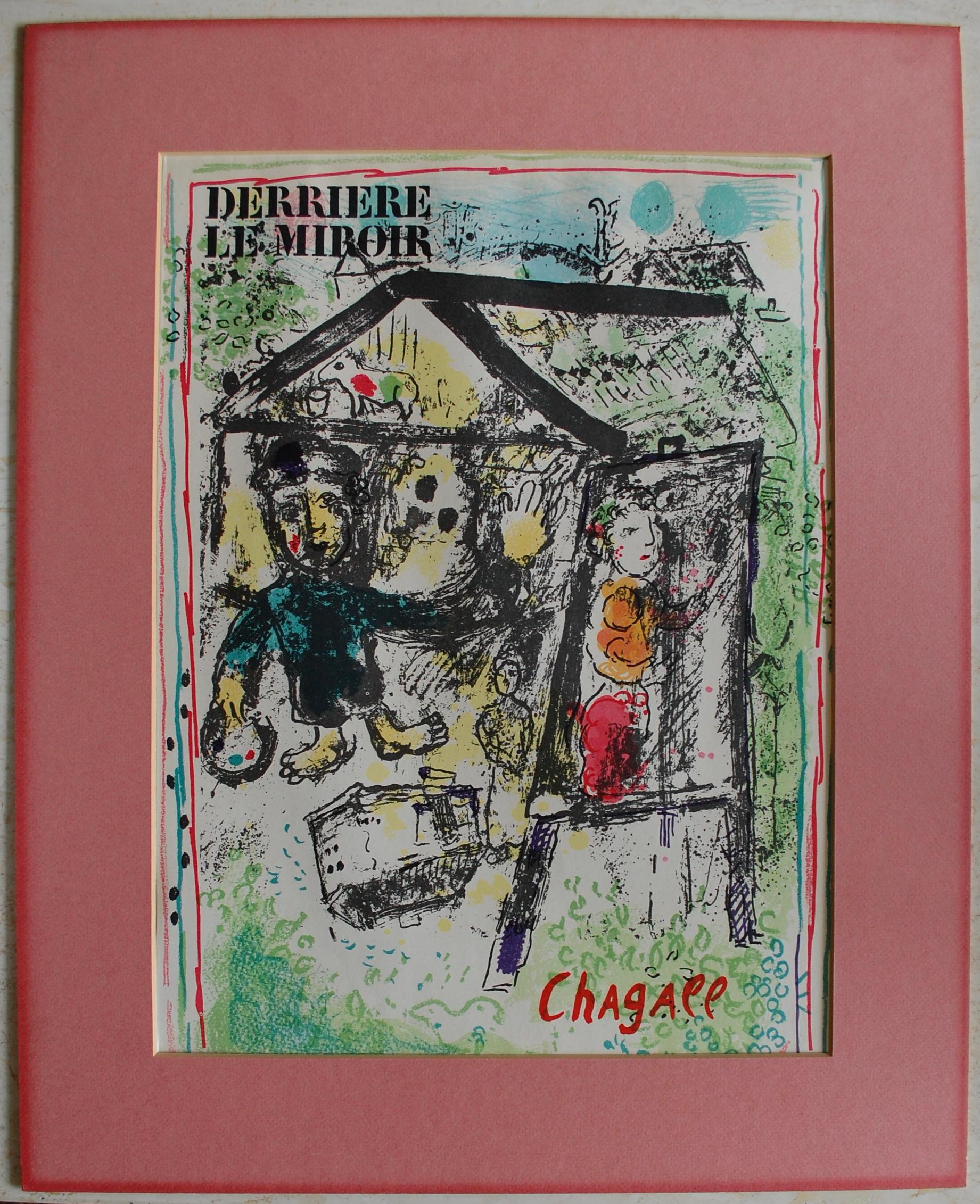 Lithographie de Marc Chagall-Le Peintre Derrier le Miroir  - Print de (after) Marc Chagall