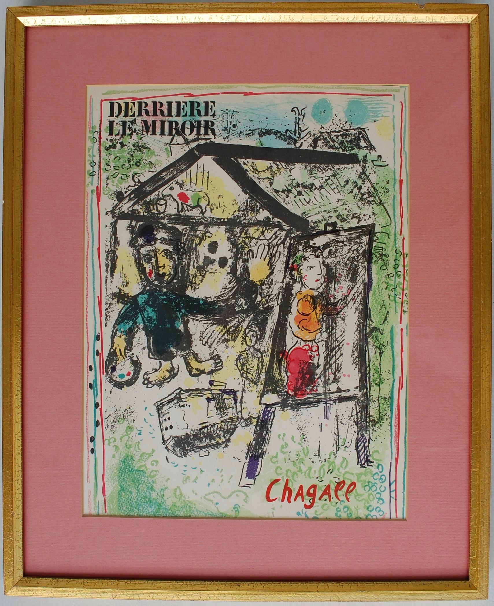 (after) Marc Chagall Figurative Print - Marc Chagall Lithograph-Le Peintre Derrier le Miroir 