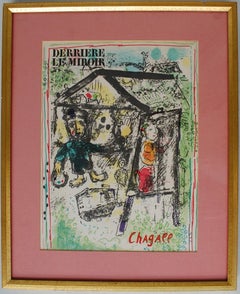 Lithographie de Marc Chagall-Le Peintre Derrier le Miroir 