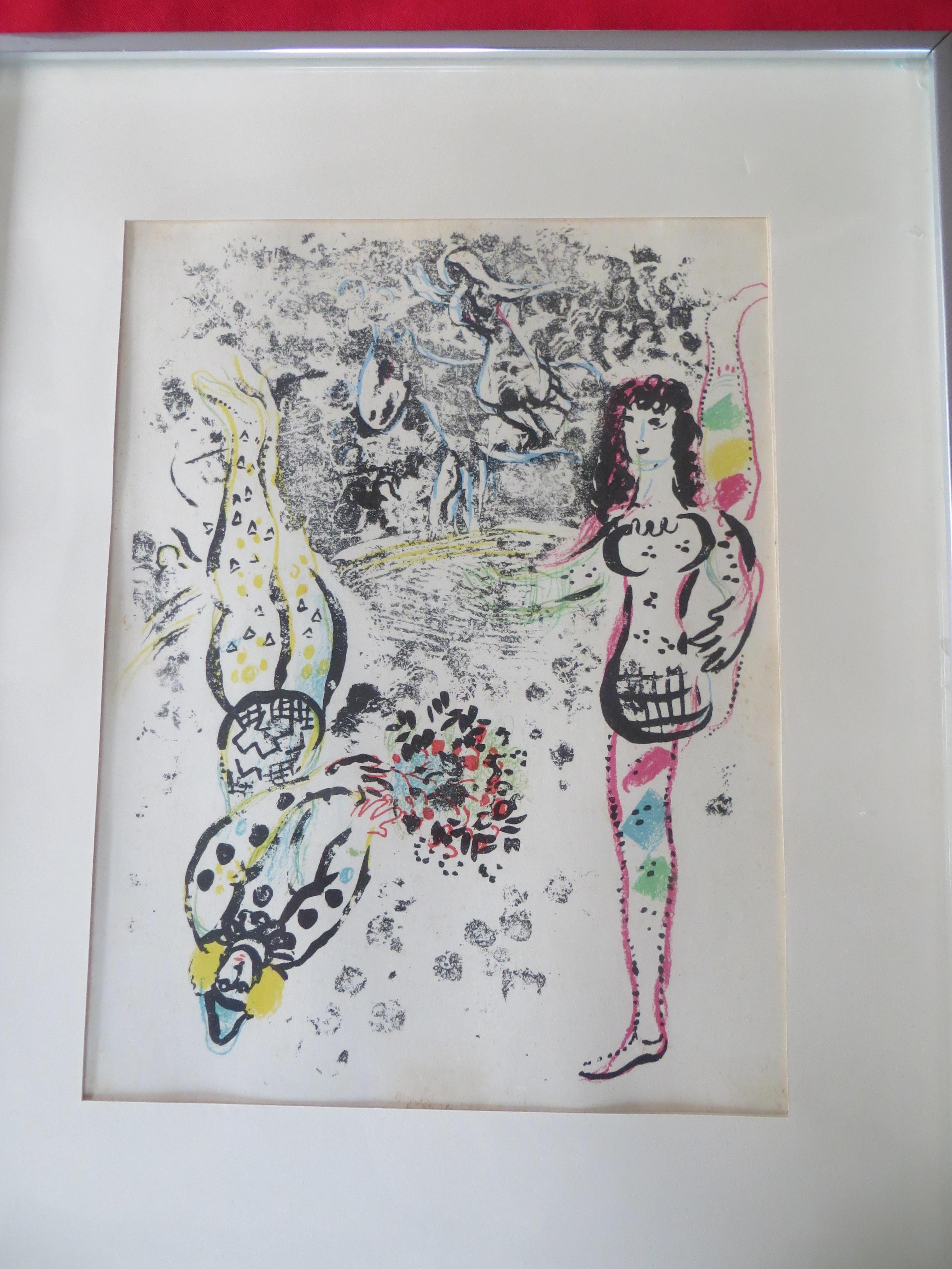   Marc Chagall  Lithographe L'Acrobate  - Gray Portrait Print by (after) Marc Chagall