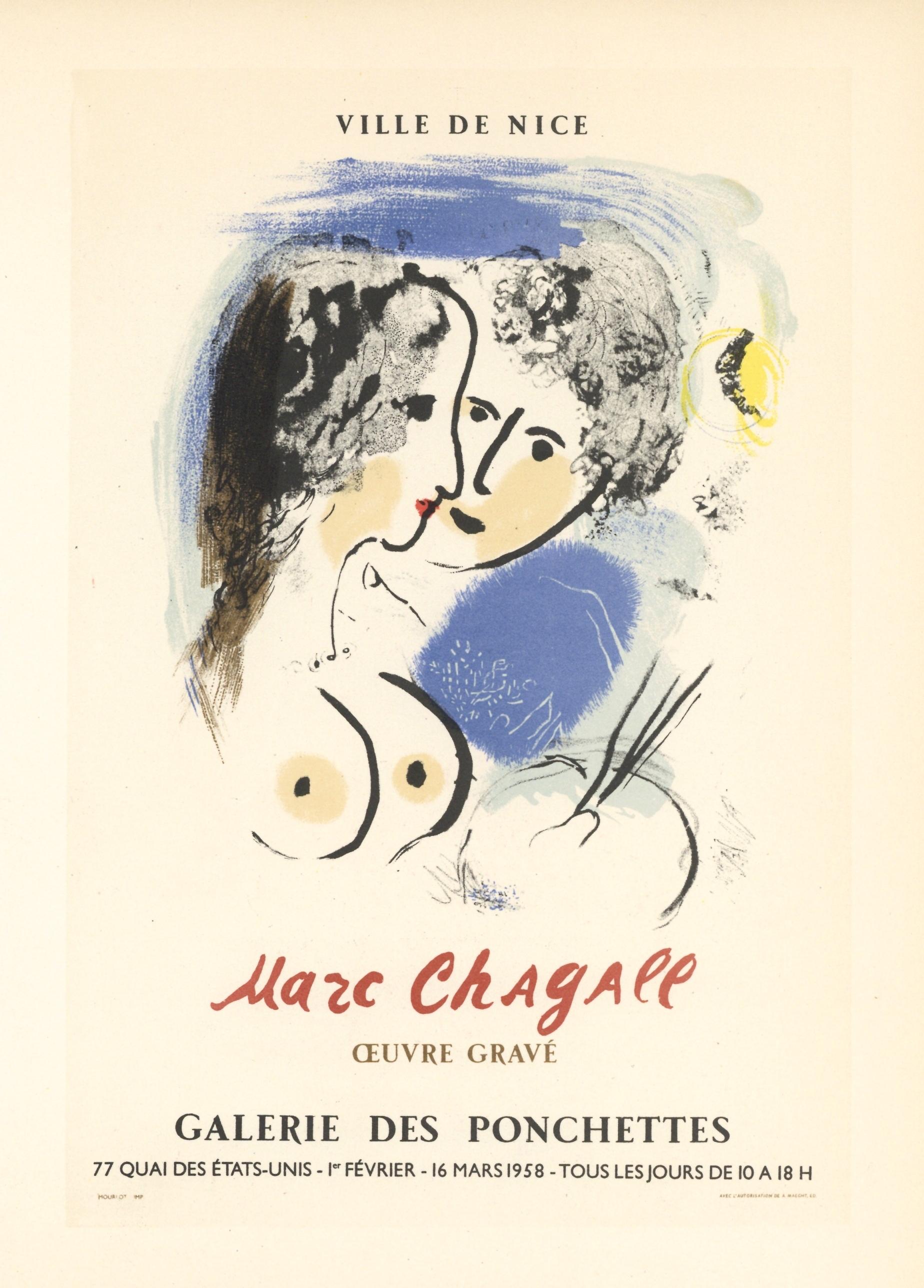 "Oeurve Grave" lithograph poster - Print by (after) Marc Chagall