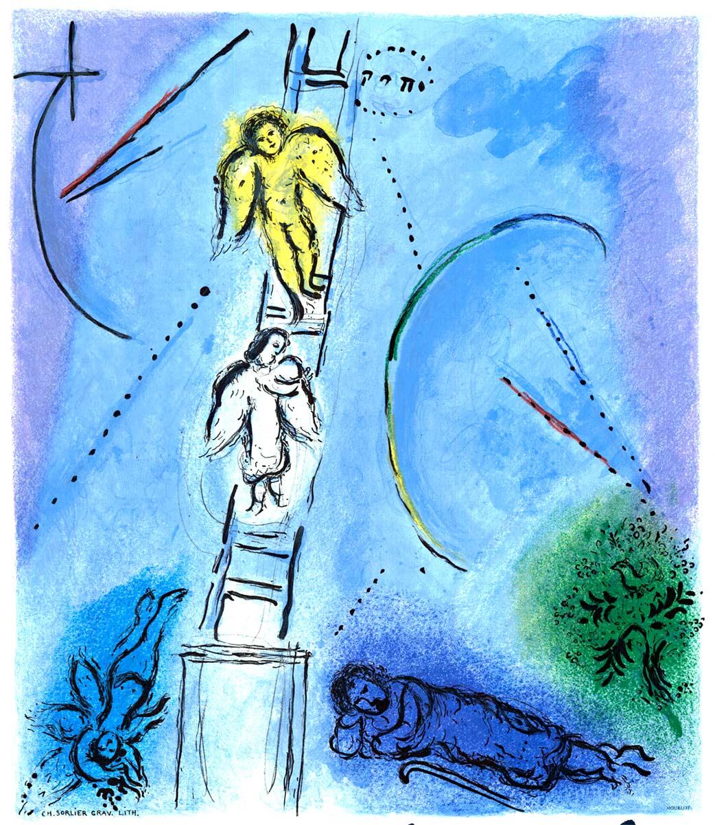 Original Marc Chagall Peintures Bibliques Recentes  Jacob's Ladder exhibition - Print by (after) Marc Chagall