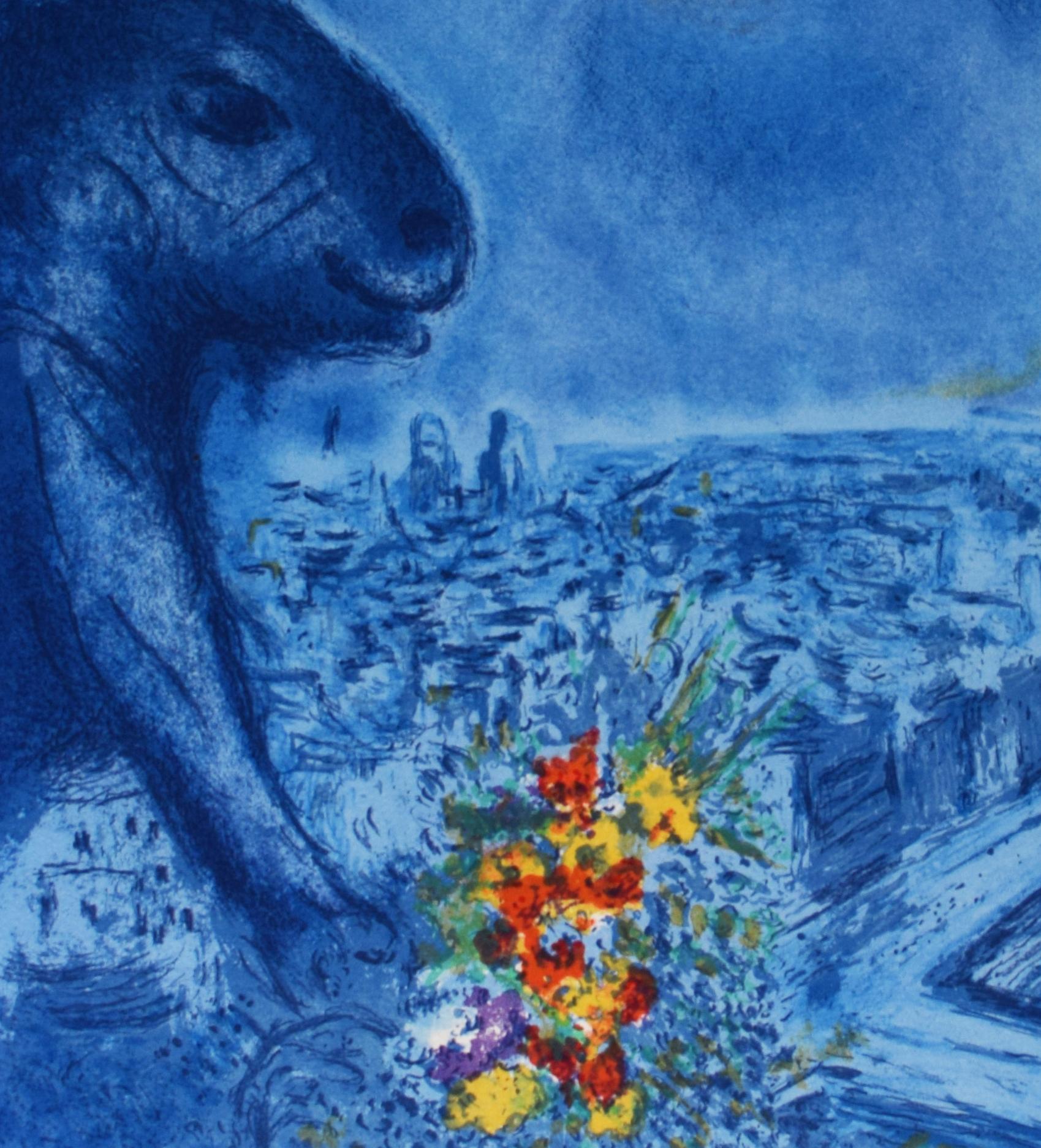 Paris Sun - French Russian Paris Sun - Blue Figurative Print by (after) Marc Chagall