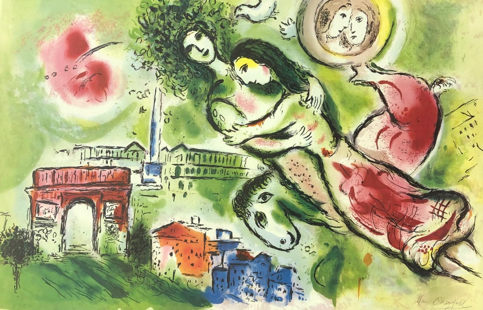 (after) Marc Chagall Figurative Print - Romeo and Juliet-Limited Edition Lithograph (I 2/500) Plate-Signed