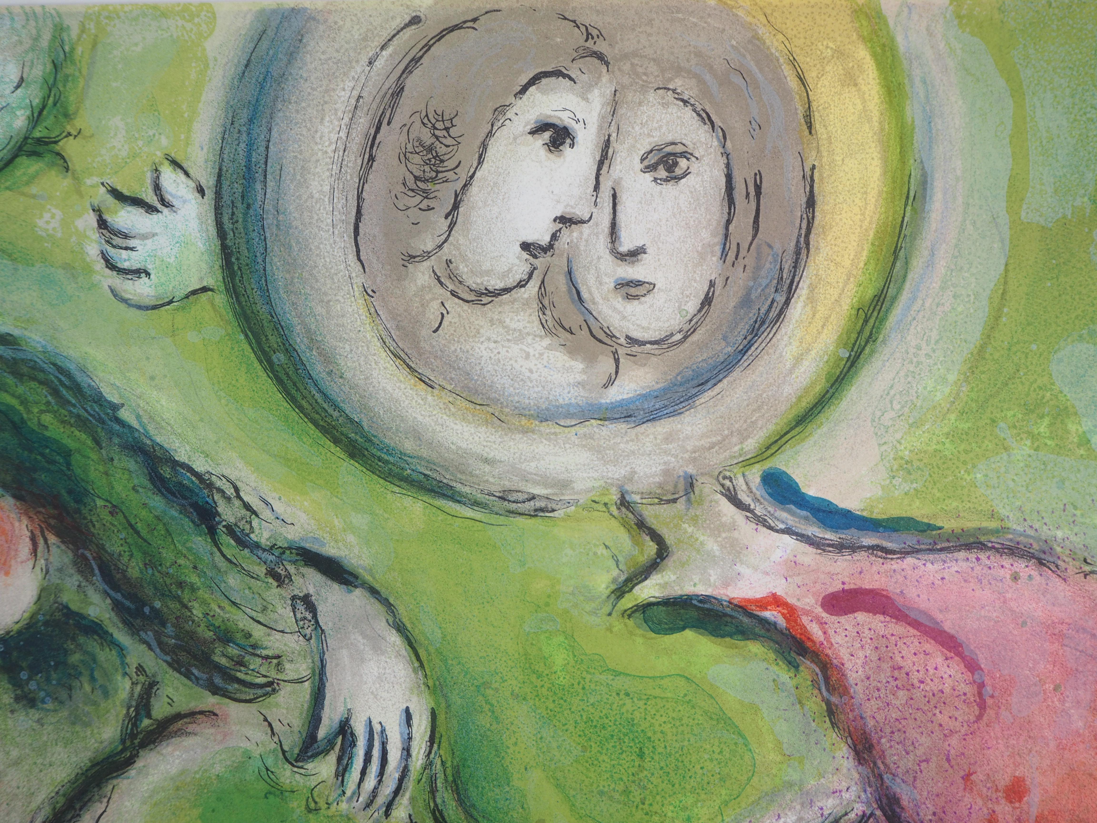 Marc Chagall (after)
Romeo and Juliet (Paris Opera), 1965

Stone lithograph
Engraved by Charles Sorlier under the supervision of Chagall
On heavy paper 64 x 99 cm (c. 26 x 40 inch)

REFERENCES : Chagall catalog raisonne of original posters, #Sorlier
