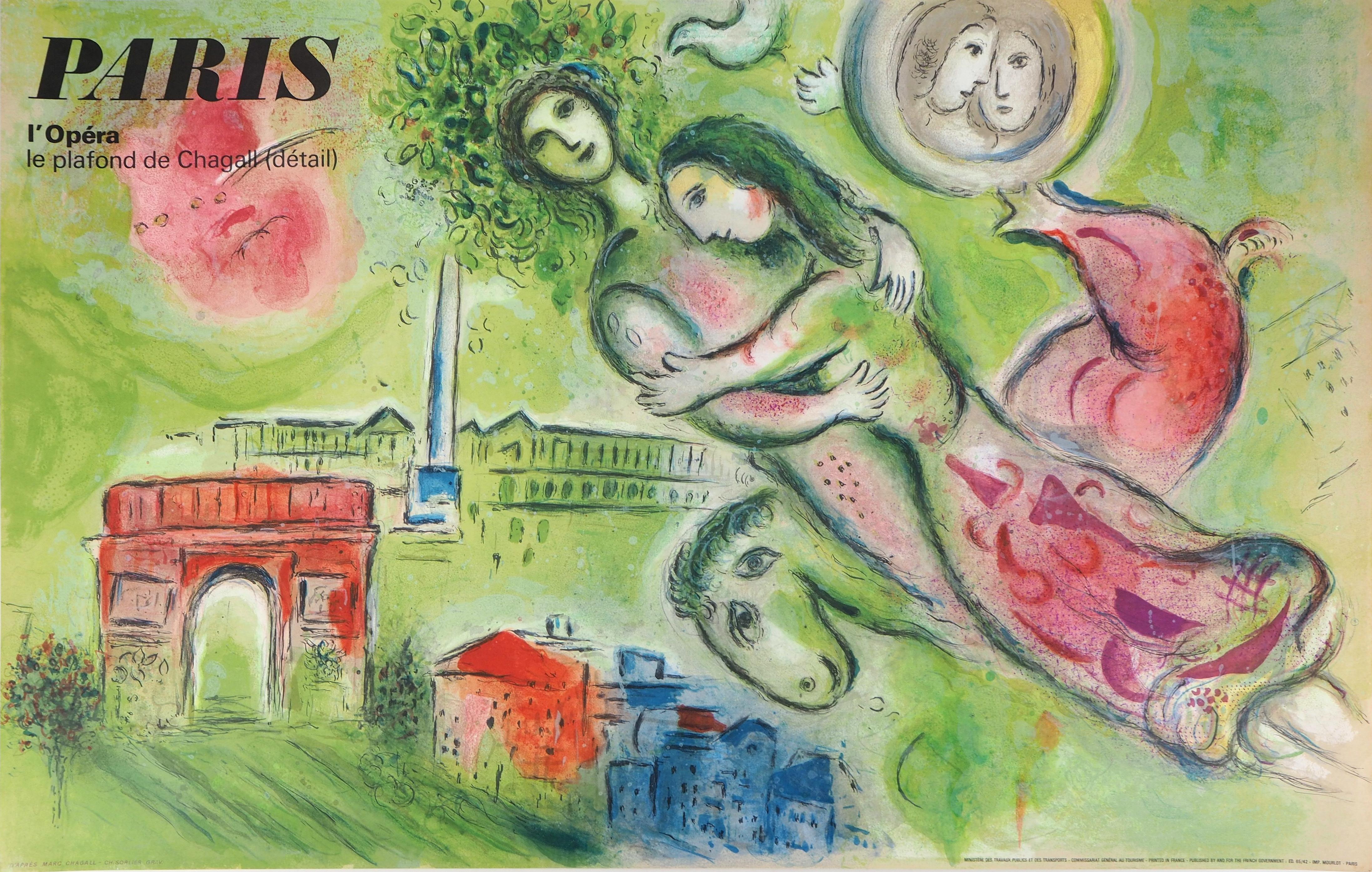(after) Marc Chagall Figurative Print - Romeo and Juliet (Paris Opera) - Lithograph, Mourlot 1965